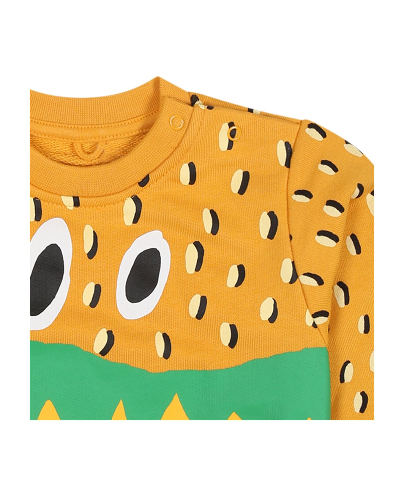 Stella McCartney Kids Yellow Sweatshirt For Baby Boy With Hamburger Print - Yellow ニットウェア＆スウェットシャツ