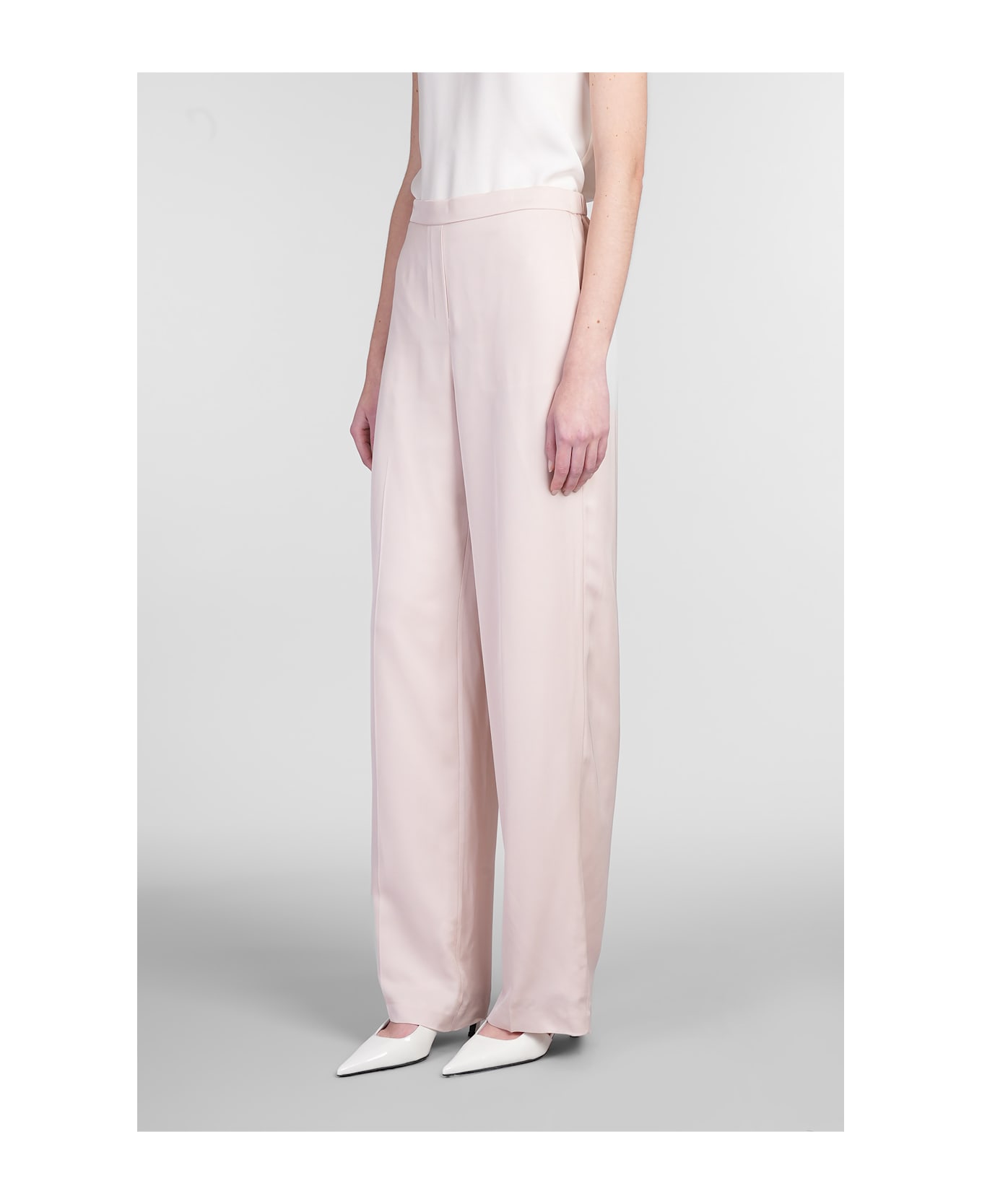 Theory Pants In Rose-pink Silk - rose-pink