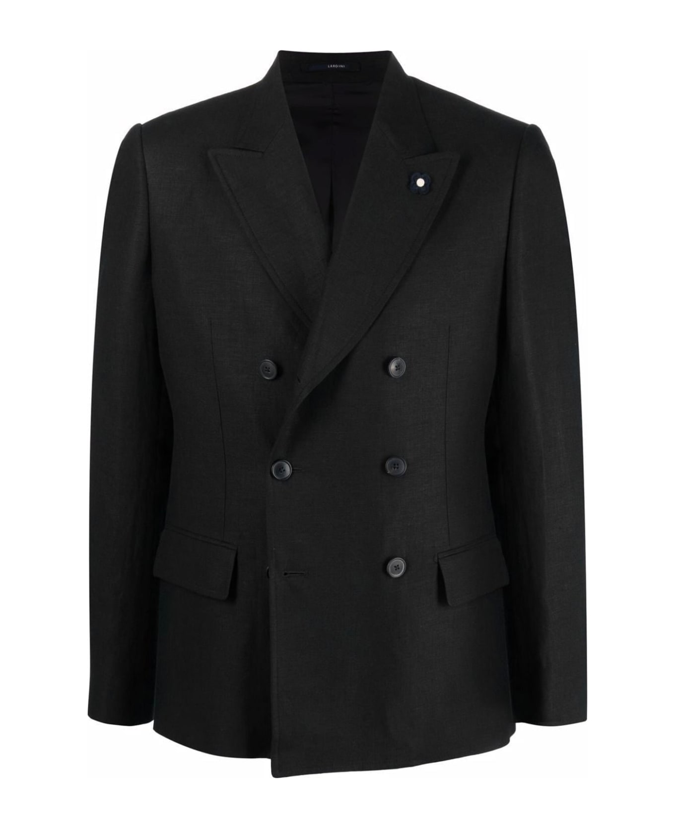 Lardini Double-breasted Wool Jacket - Black