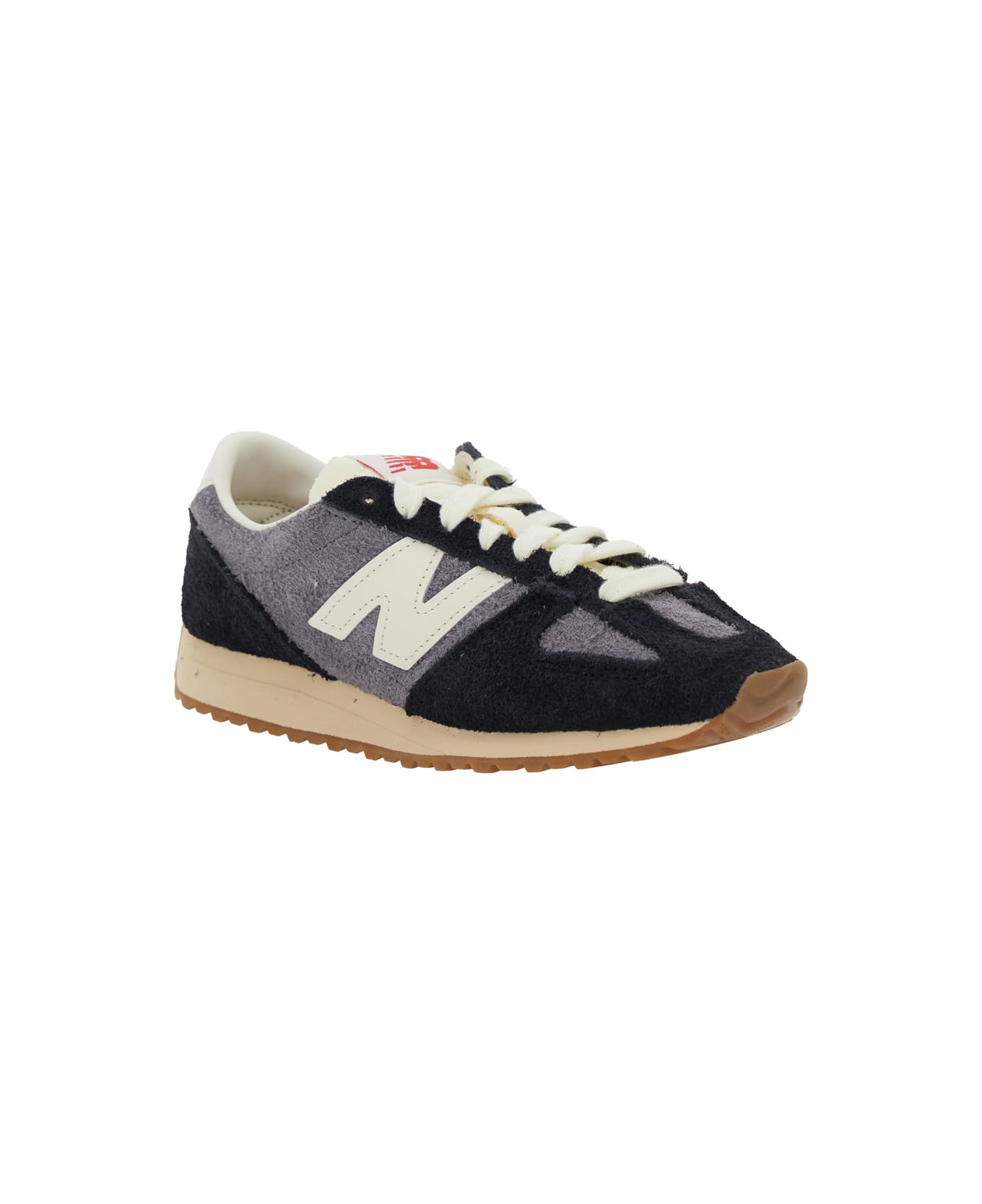 New Balance Black Low Top Sneakers With Logo Patch In Suede Unisex - Black スニーカー