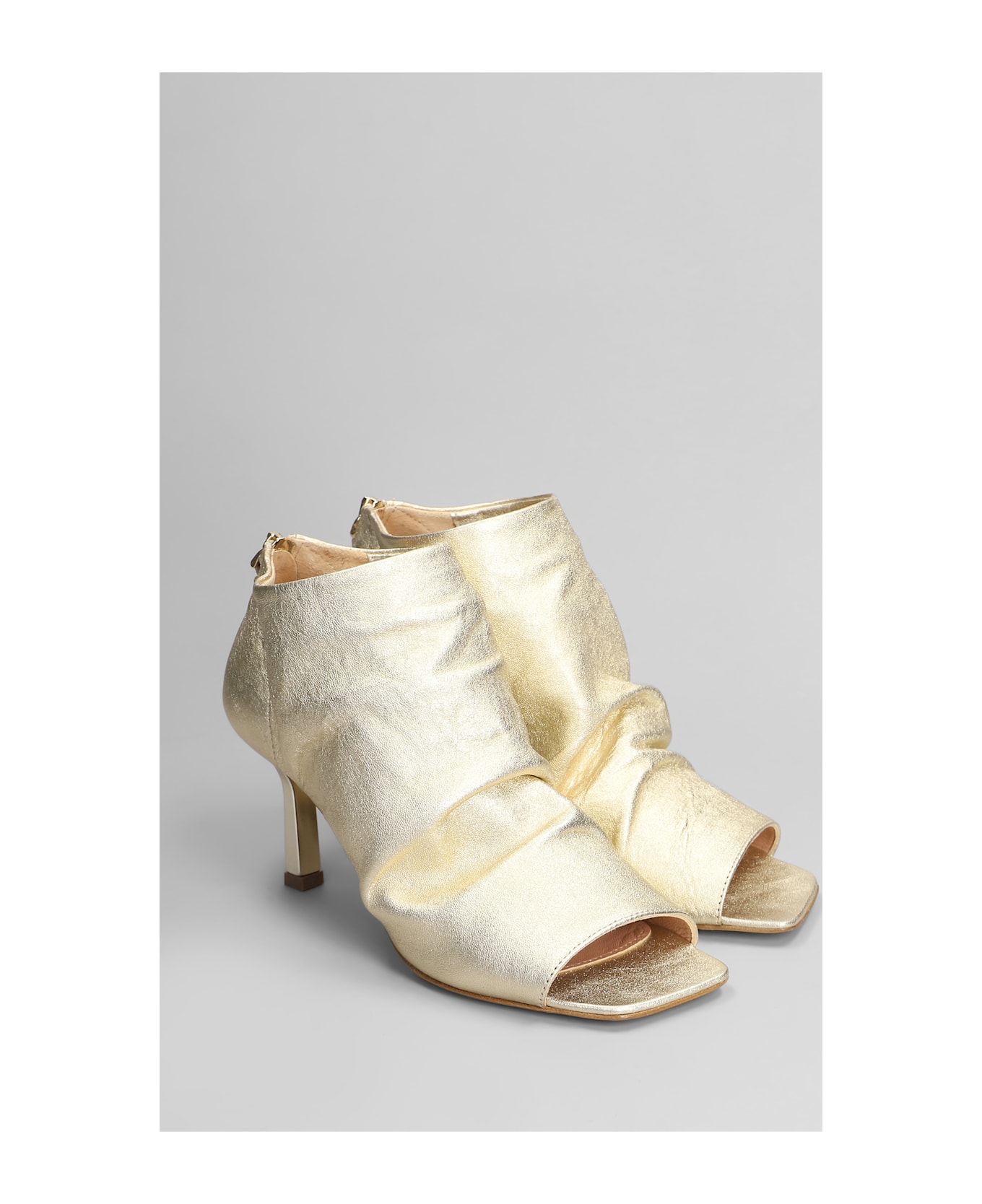 The Seller High Heels Ankle Boots In Platinum Leather - platinum