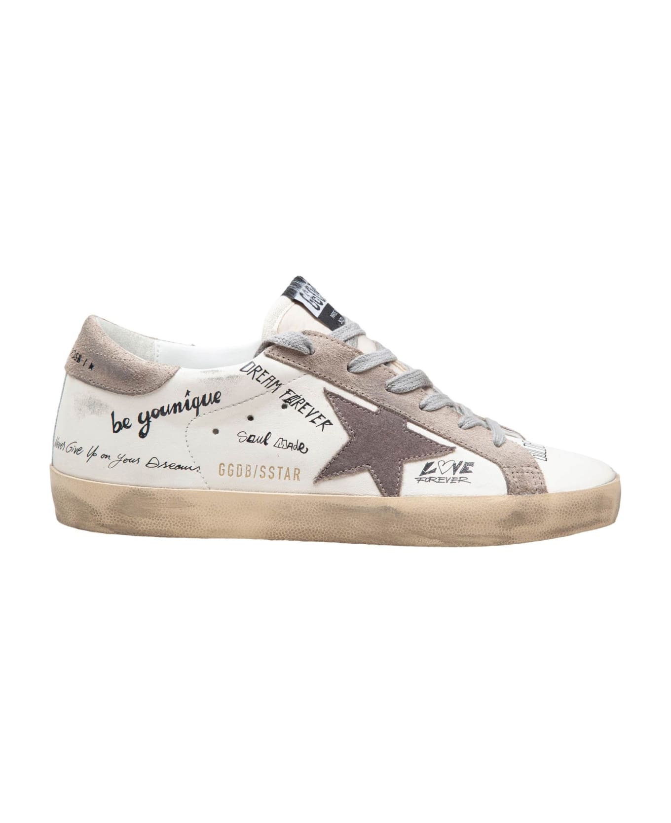 Golden Goose Olden Goose Super Star In Leather With Fantasy Writings