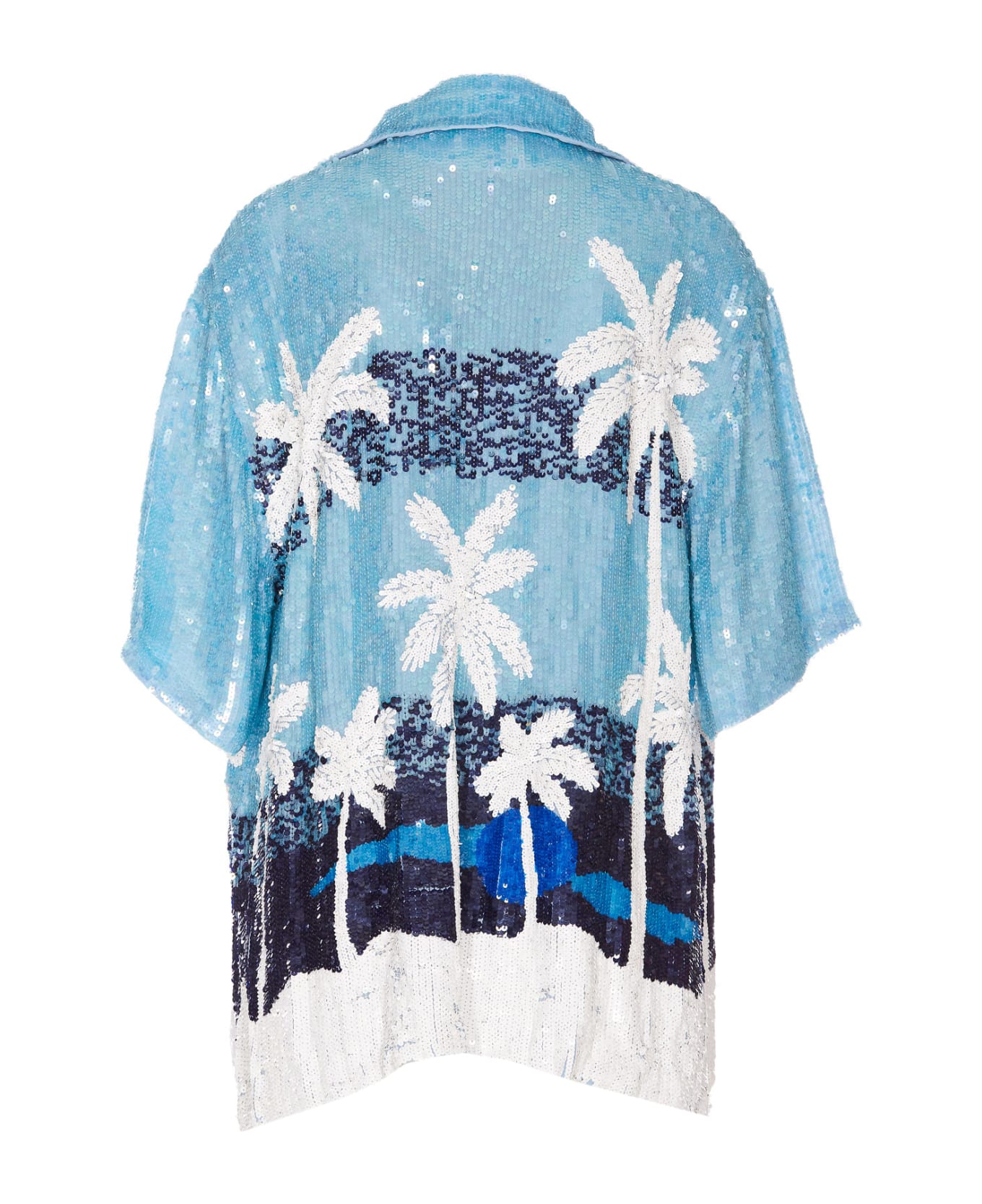Parosh Gust Palms Fantasy Sequins Shirt - Blue