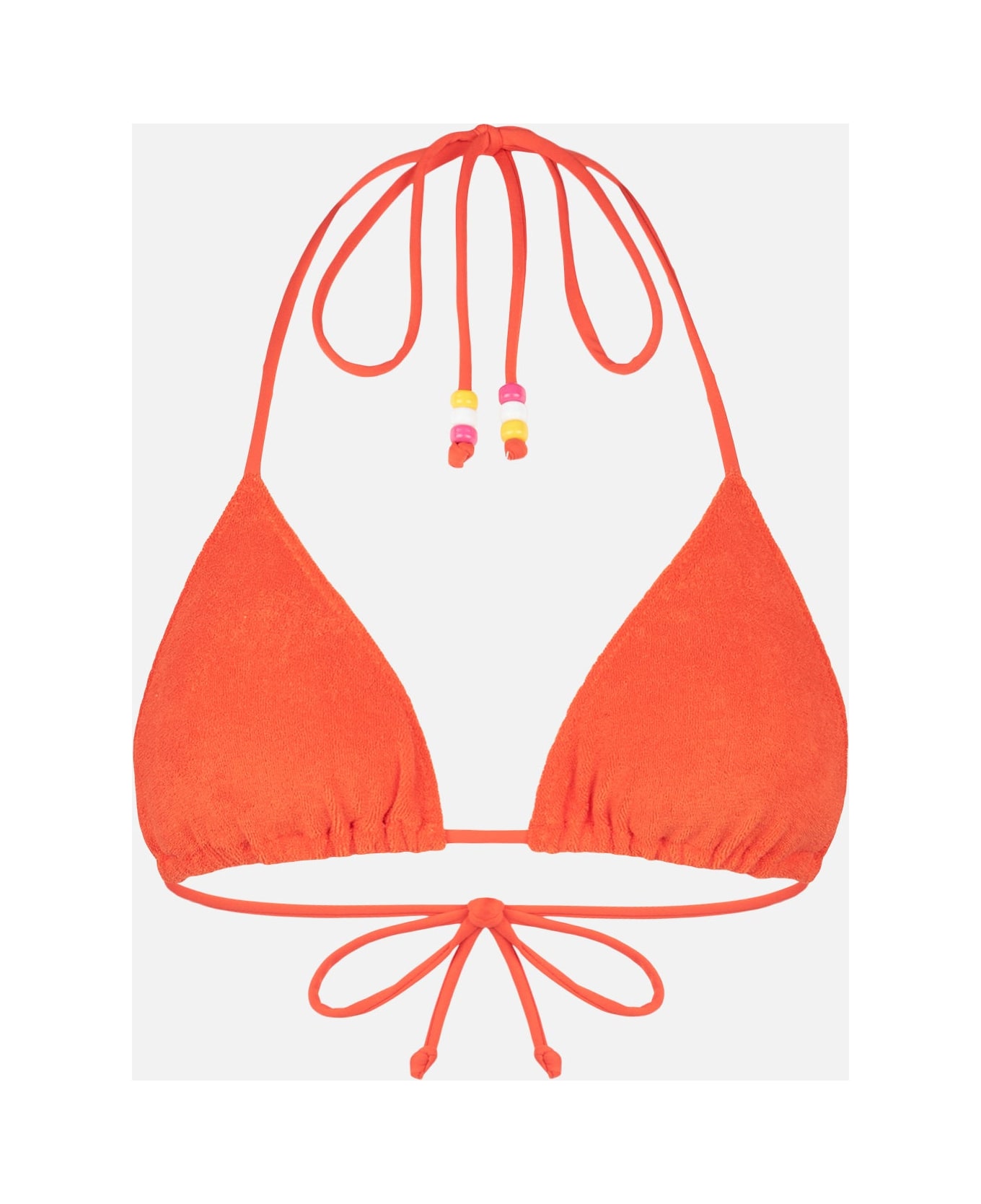 MC2 Saint Barth Woman Orange Terry Triangle Top Swimsuit With Charms - ORANGE