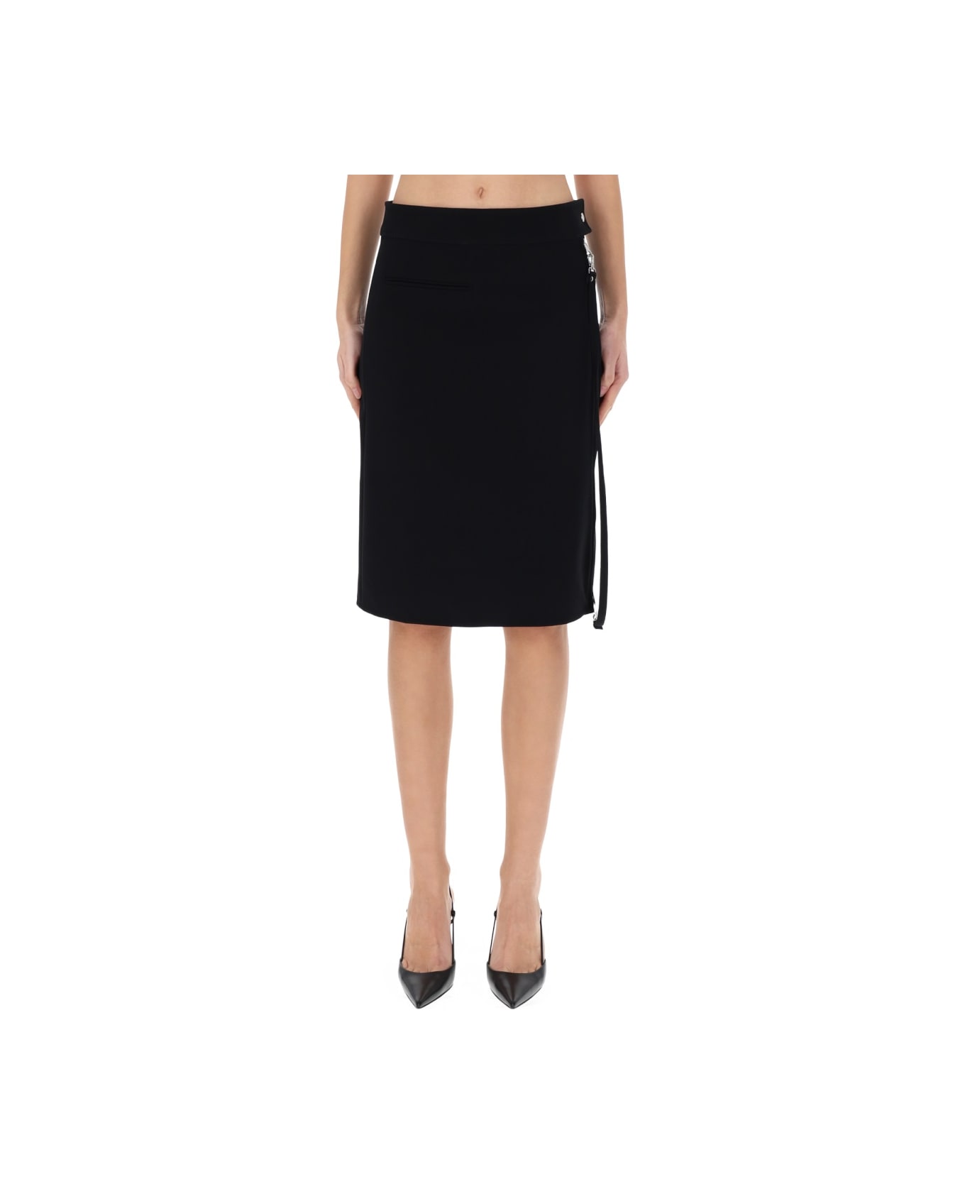 Courrèges Midi Skirt With Zipper - BLACK