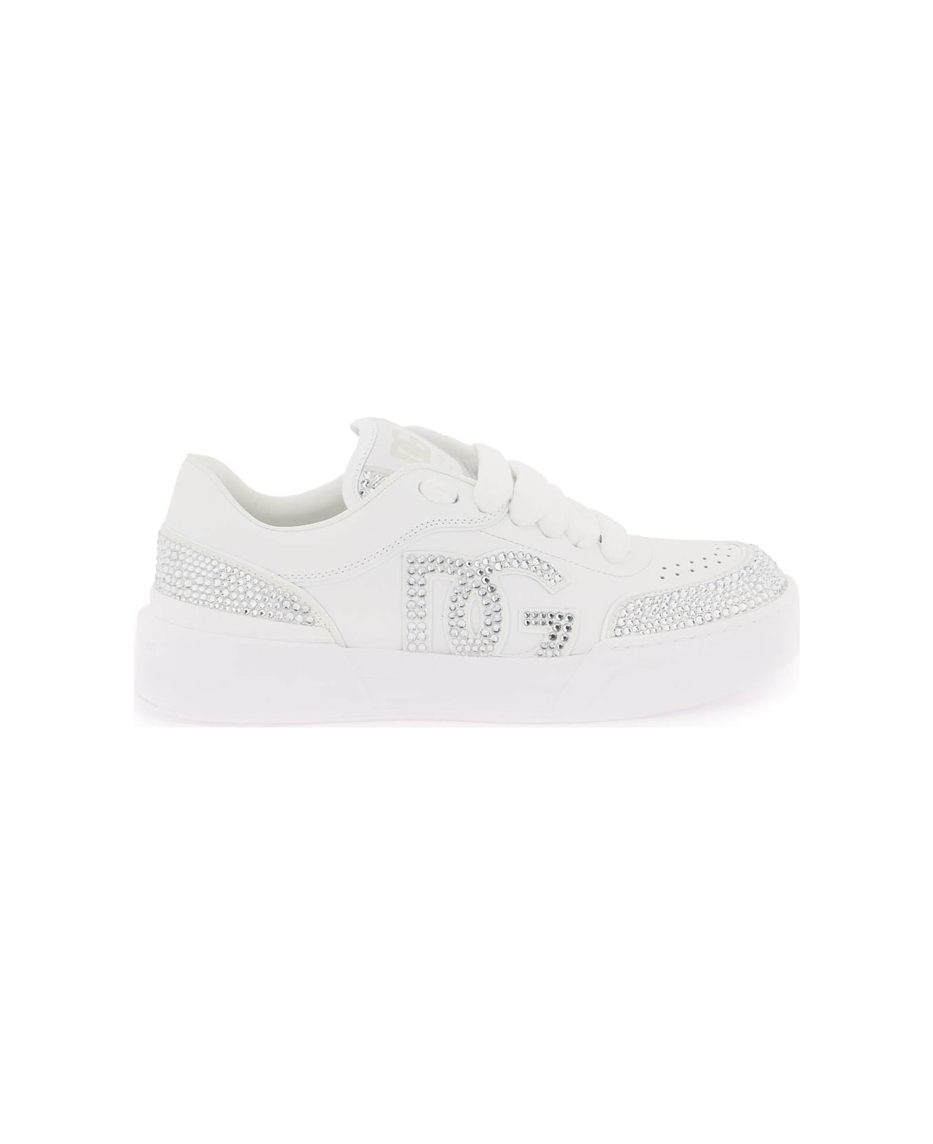 Dolce & Gabbana New Roma Embellished Sneakers - Bianco/bianco
