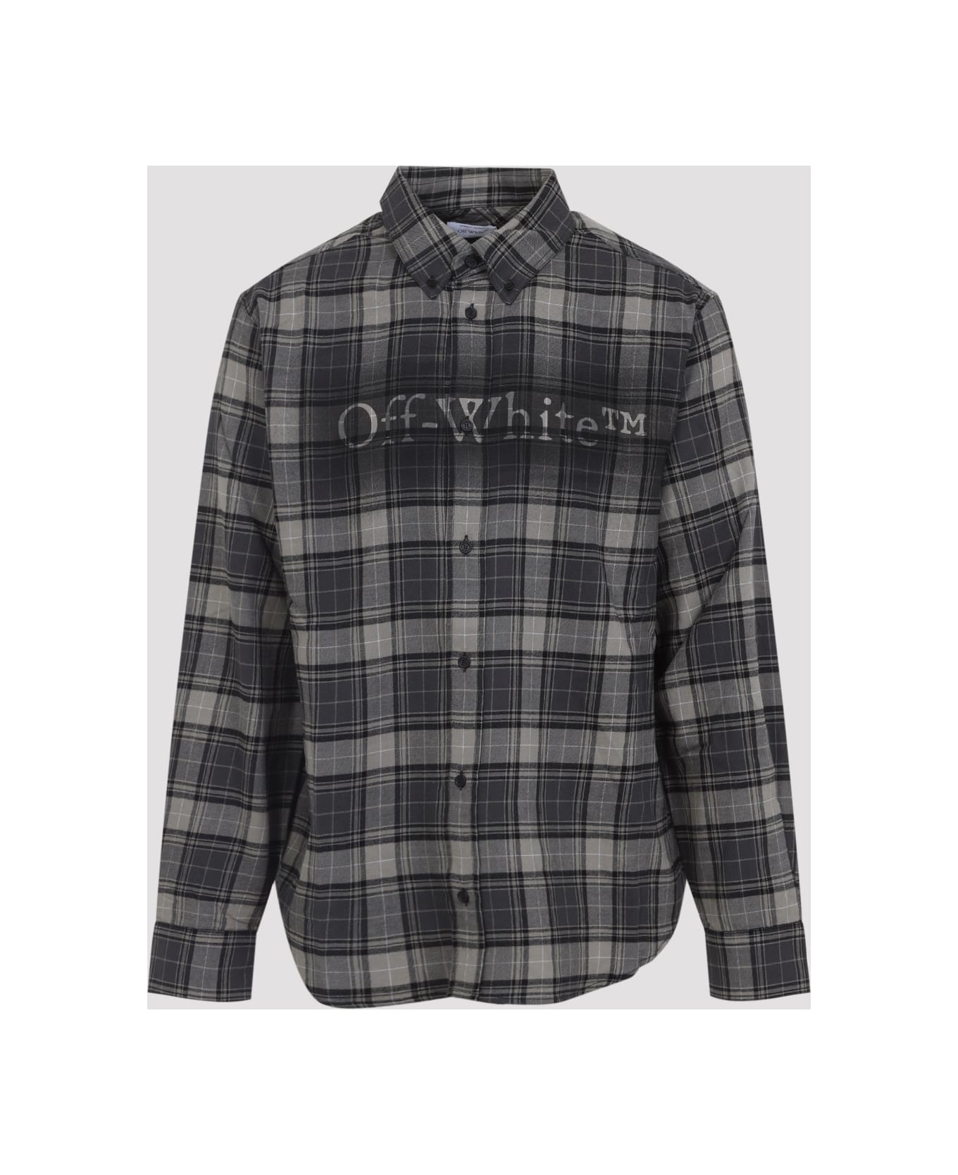Off-White Spray Book Check Flan Reg Shirt - Dark Grey