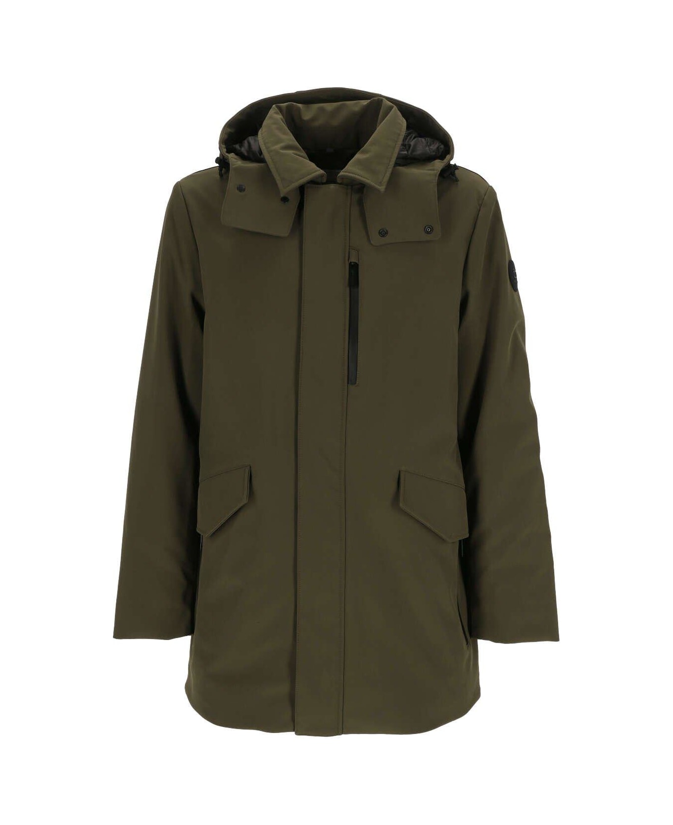 Woolrich Barrow Mac Straight Hem Coat - dark green