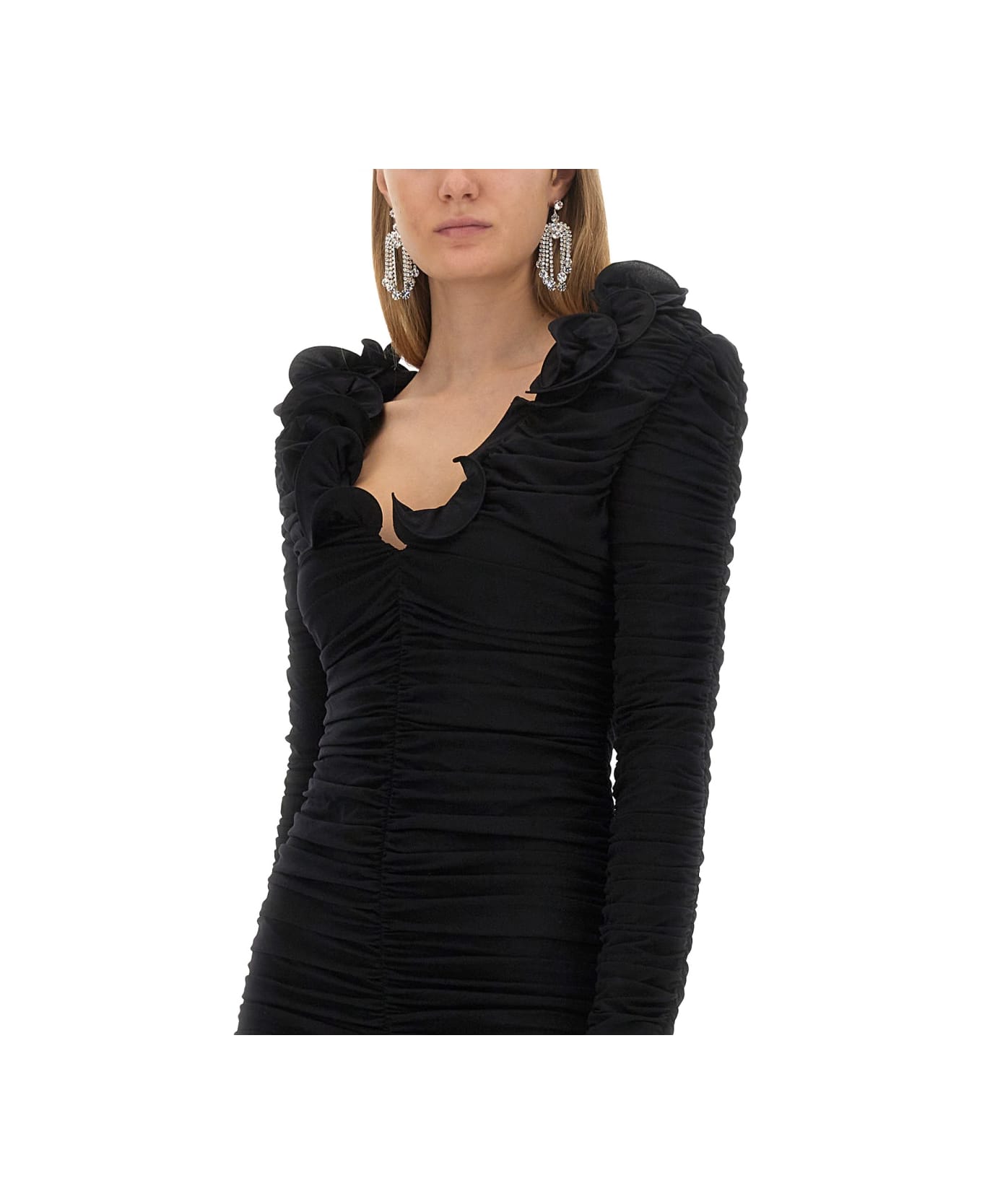 Magda Butrym Dress With Ruffles - BLACK