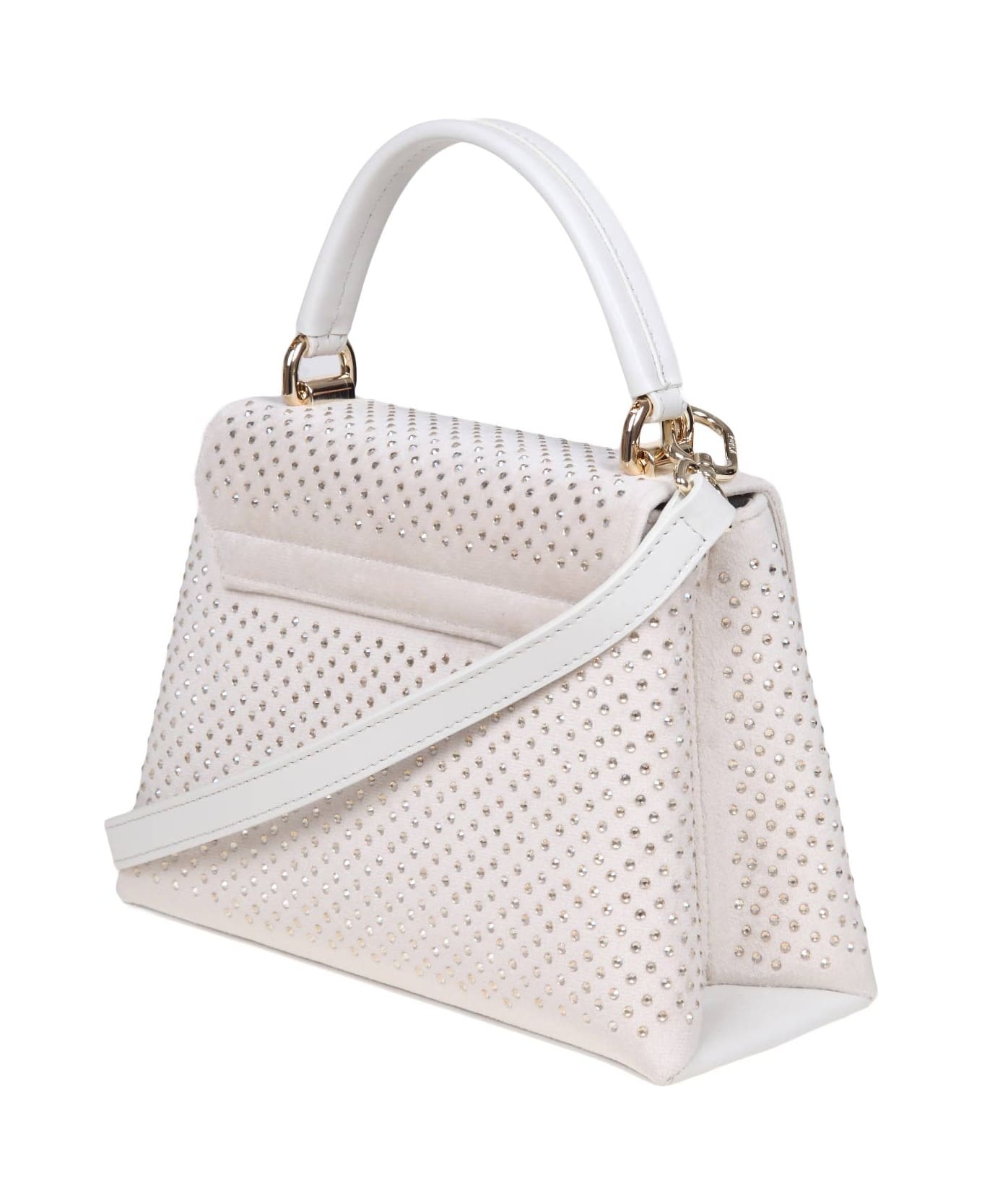 Furla 1927 Mini Top Handle In Velvet With Applied Strass - S Marshmallow