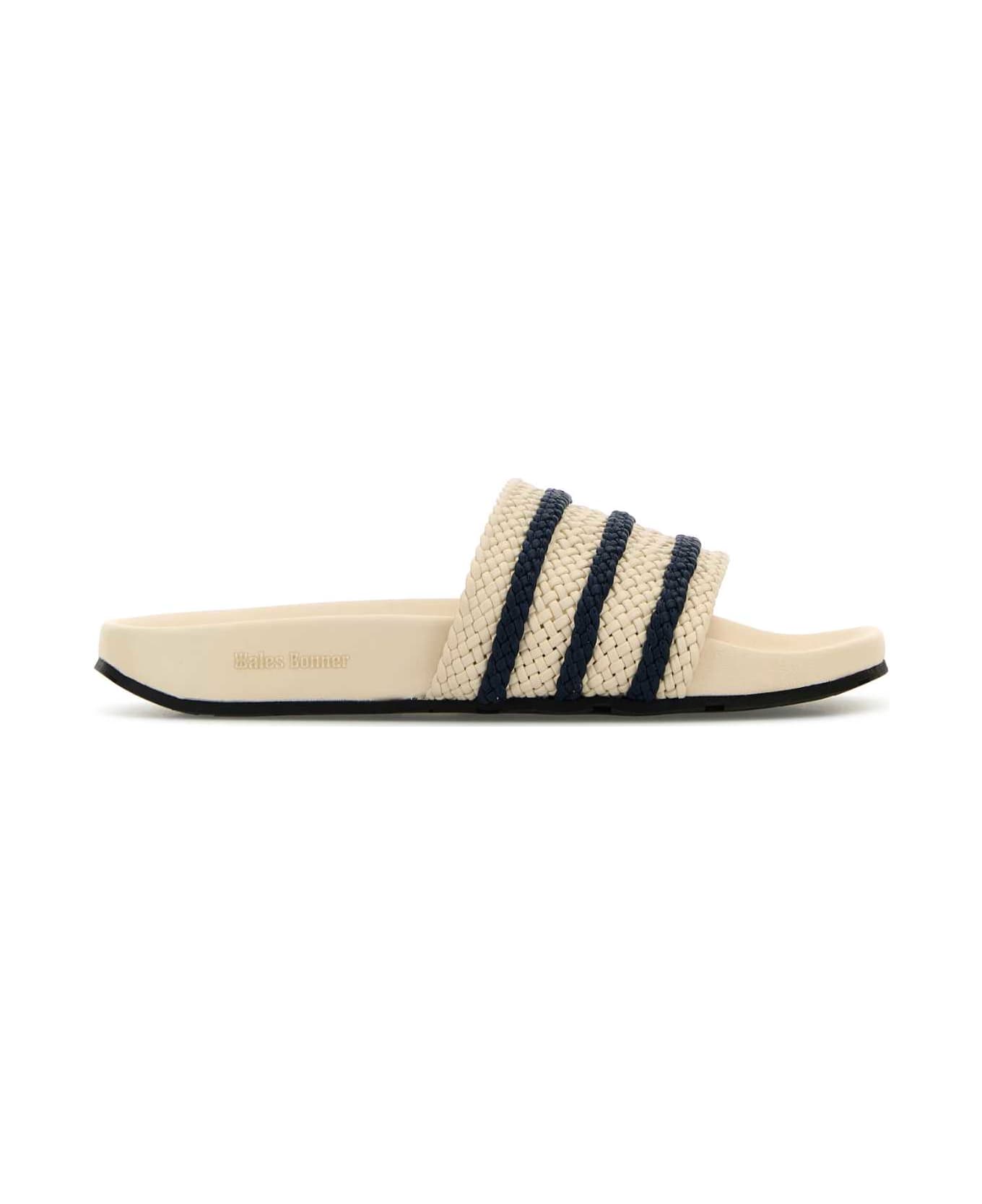Adidas Ivory Leather Wales Bonner X Adidas Adilette Slippers - WONDERWHINGTINDIGO