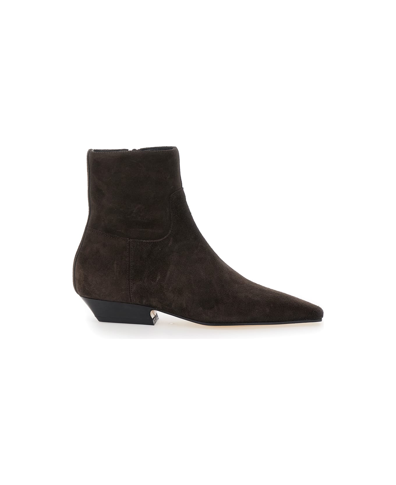 SEMICOUTURE Brown Ankle Boots With Pointed Toe And Low Heel In Suede Woman - Brown