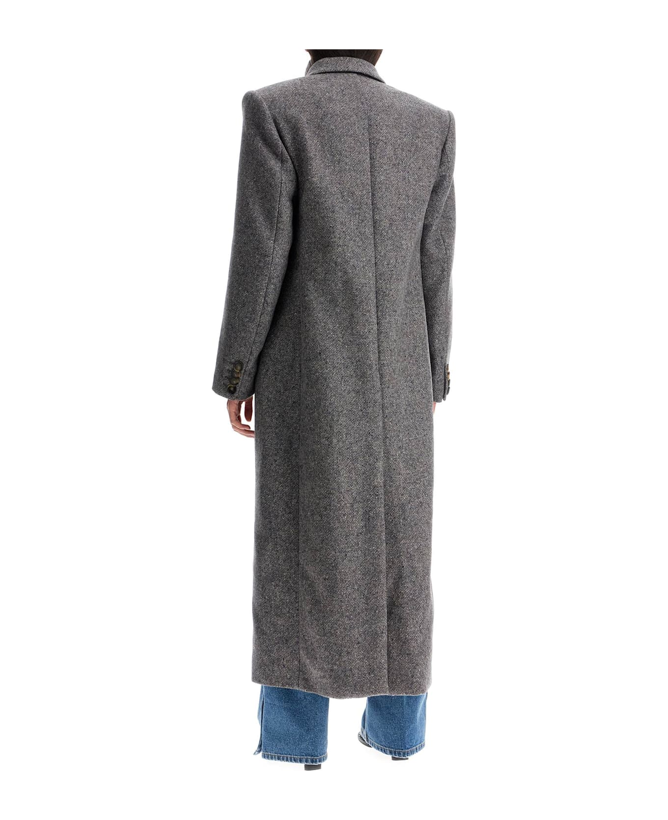 Stella McCartney Maxi Tweed Coat In - CONCRETE (Grey)