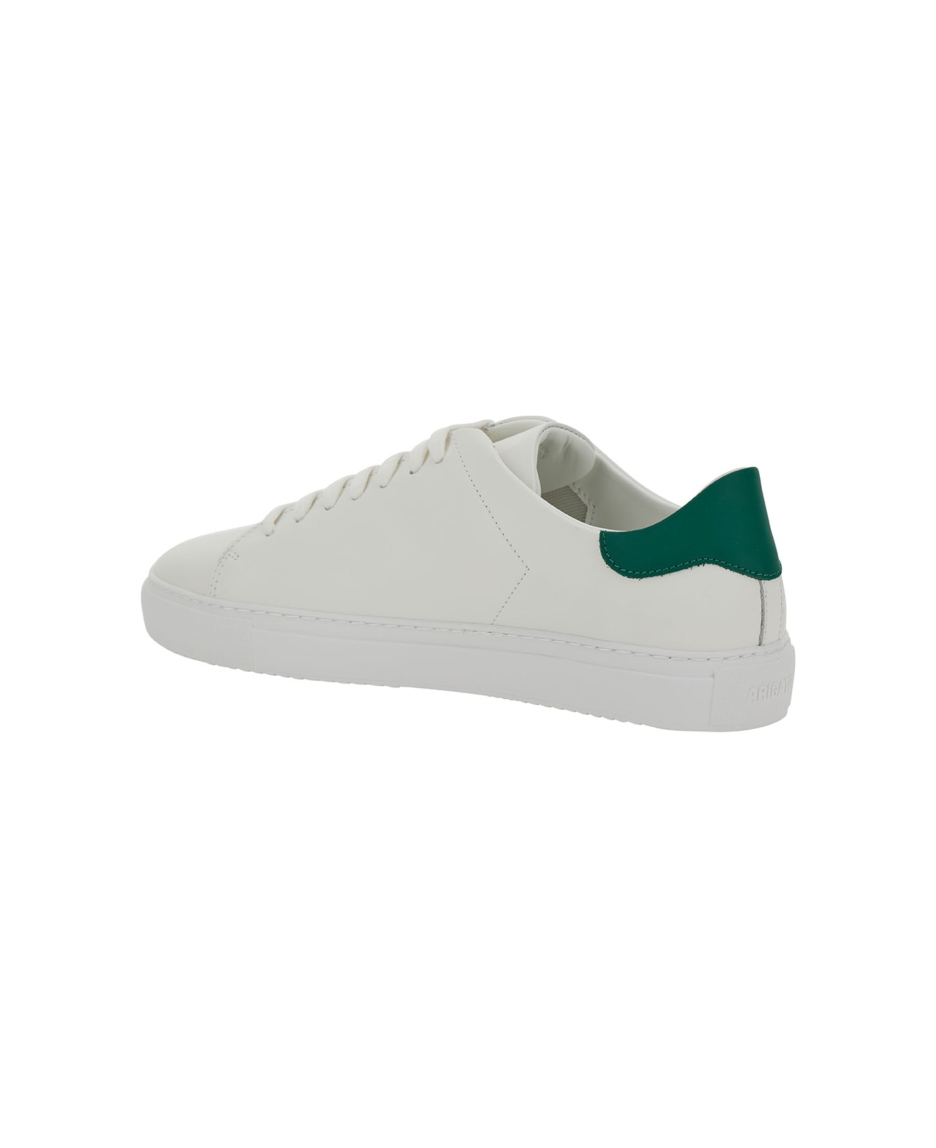 Axel Arigato 'clean 90' White Low Top Sneakers With Laminated Logo In Leather Man - White Green スニーカー