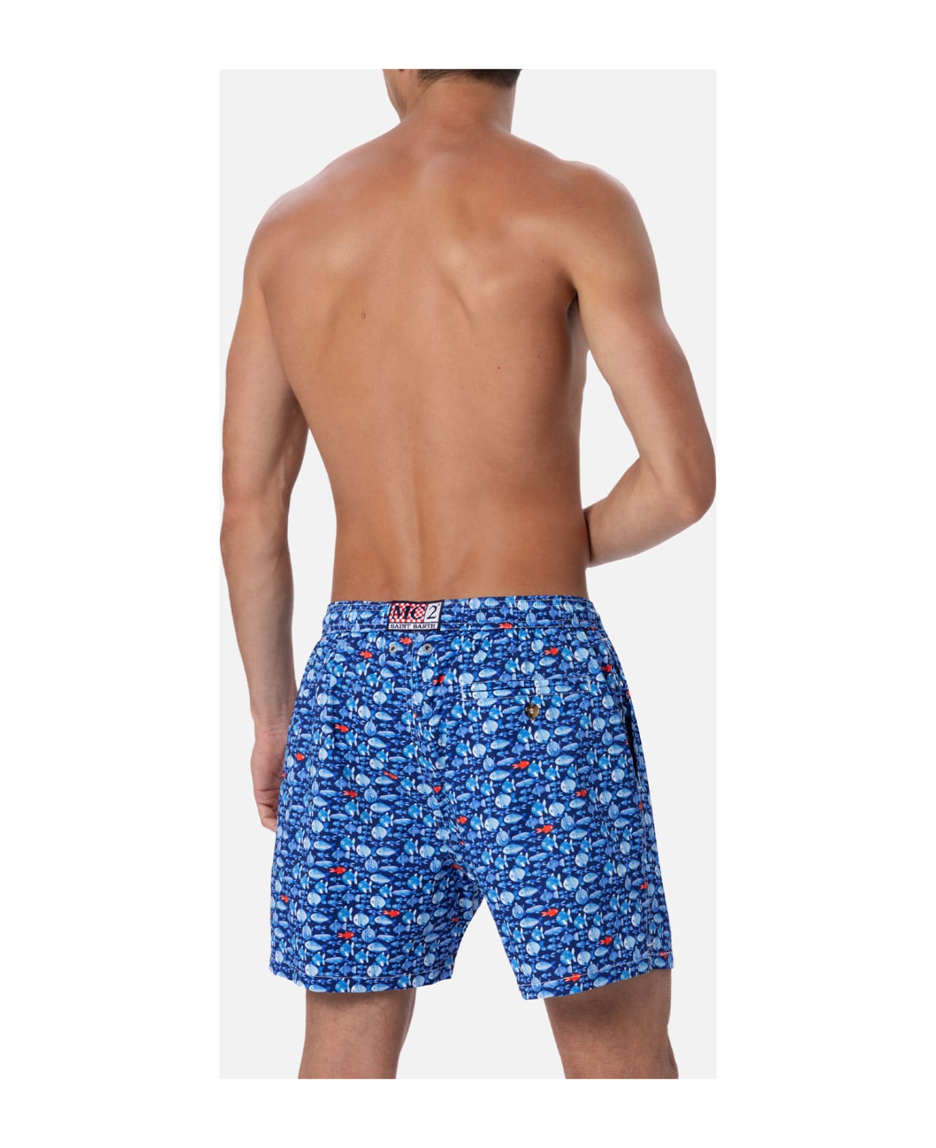 MC2 Saint Barth Comfort Light Classic Stretch Swim Shorts With Fishes Print - BLUE