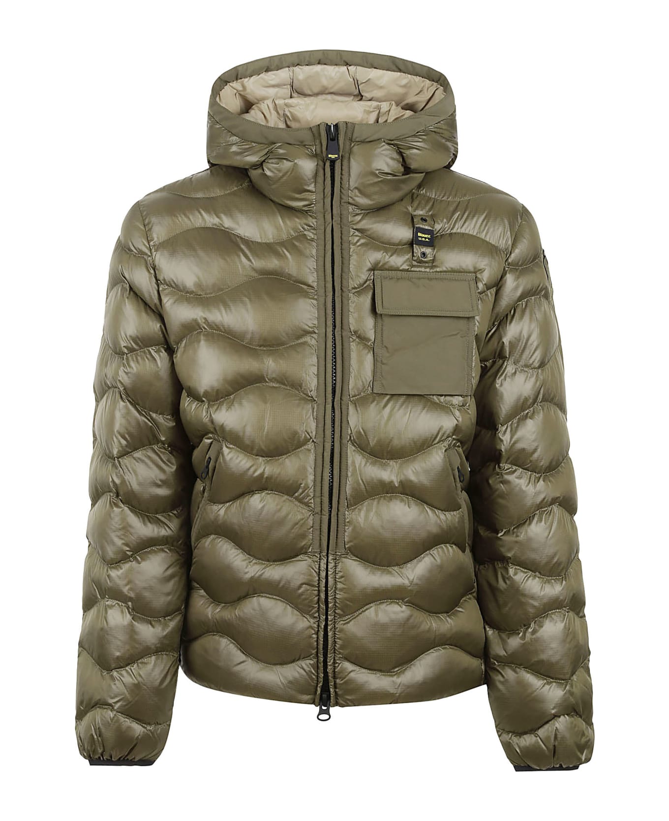 Blauer Patched Pocket Quilted Puffer Jacket - Military Green
