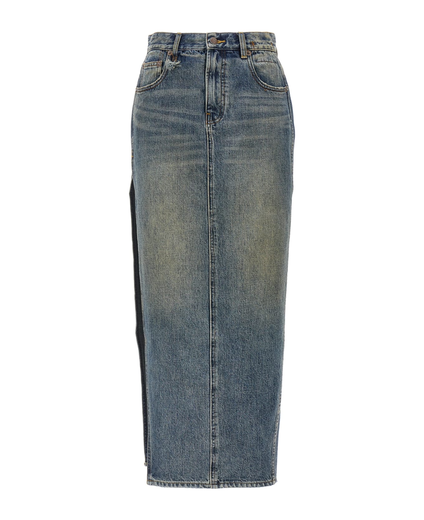 R13 'devon Side Slit' Skirt - Blue