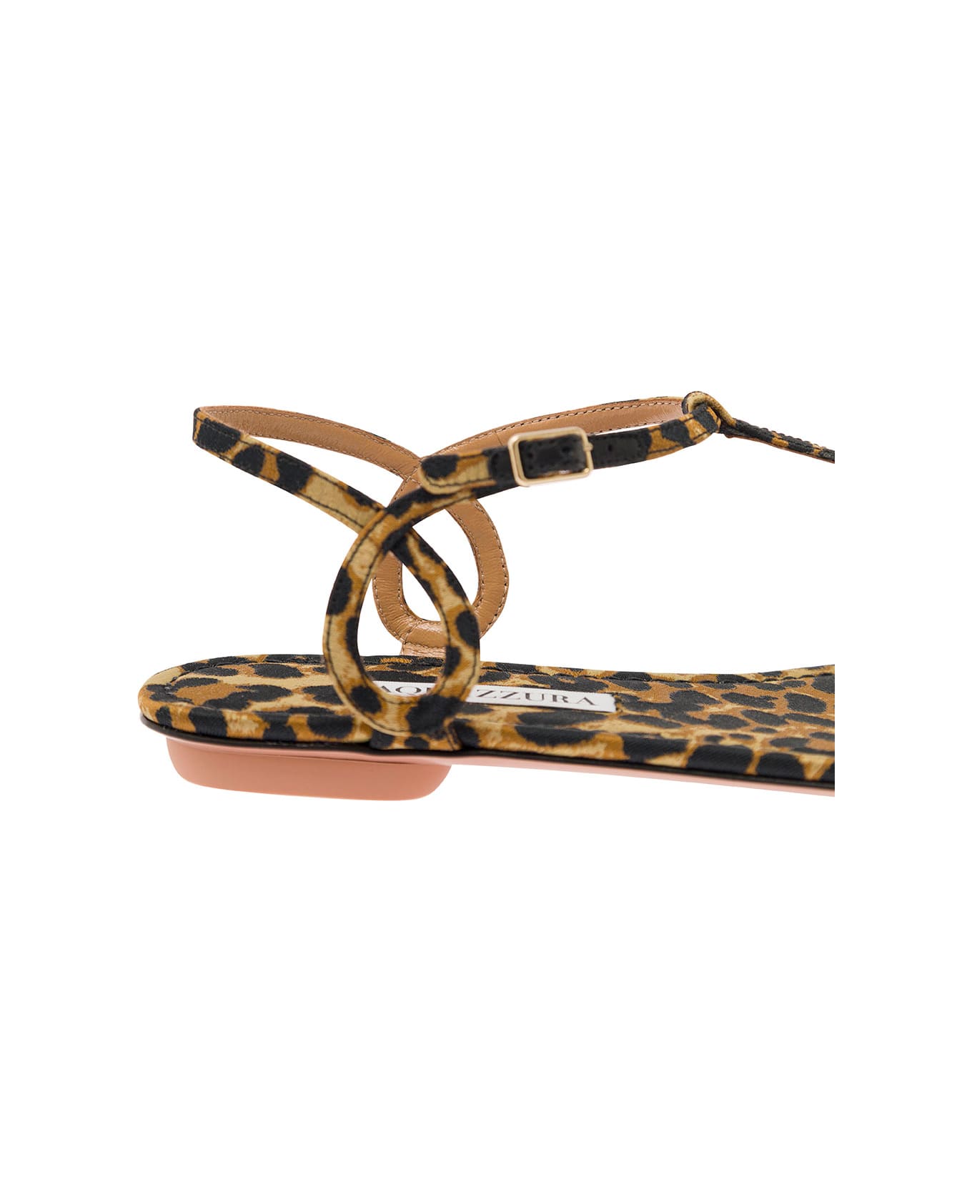Aquazzura Leopard-printed Flat Thongs Sandals In Leather Blend Woman - Beige