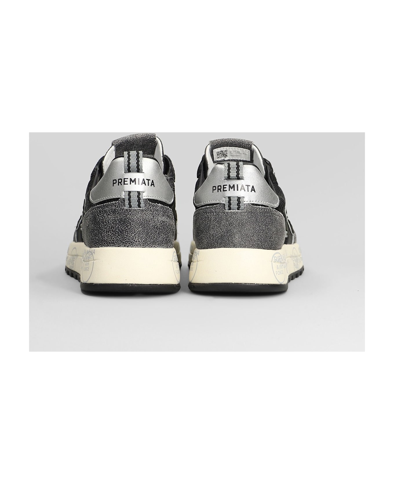 Premiata Nous Sneakers In Black Leather And Fabric - black