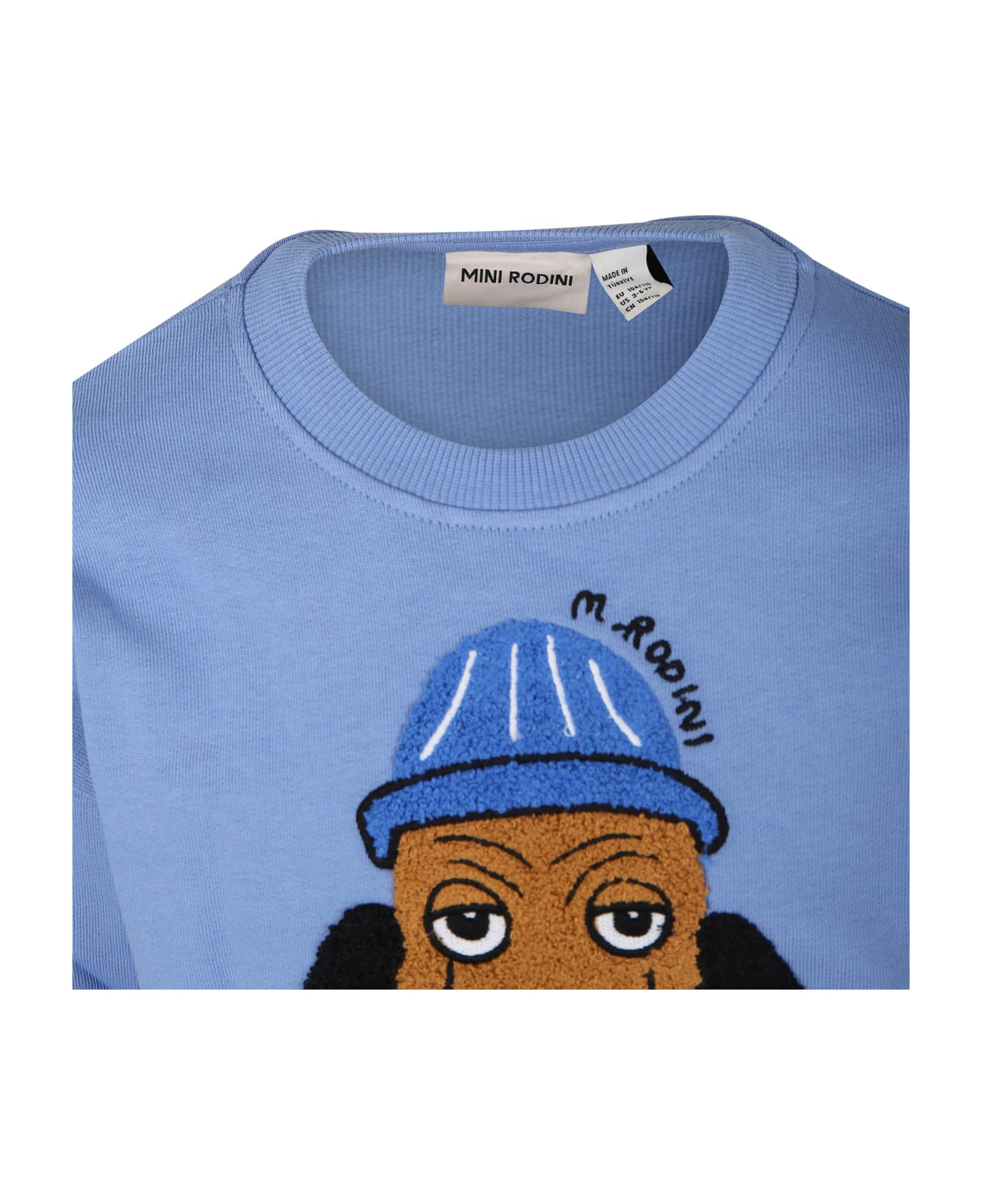 Mini Rodini Light Blue Sweatshirt For Kids With Dog - Light Blue ニットウェア＆スウェットシャツ
