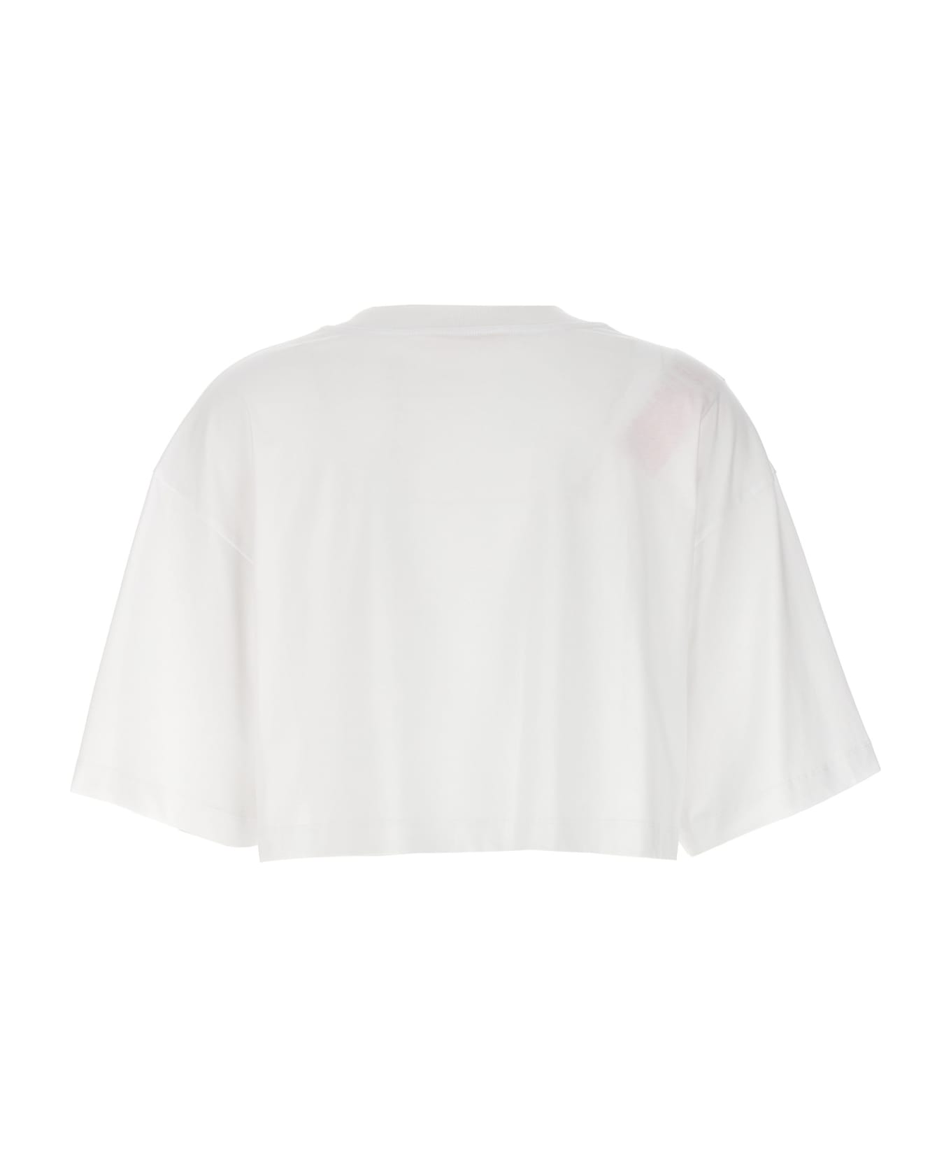 Marni Logo Print Cropped T-shirt - Bianco/rosa