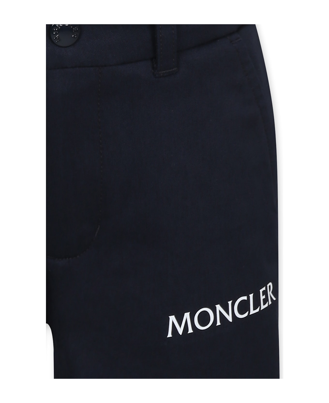 Moncler Blue Shorts For Boy With Logo - Blue