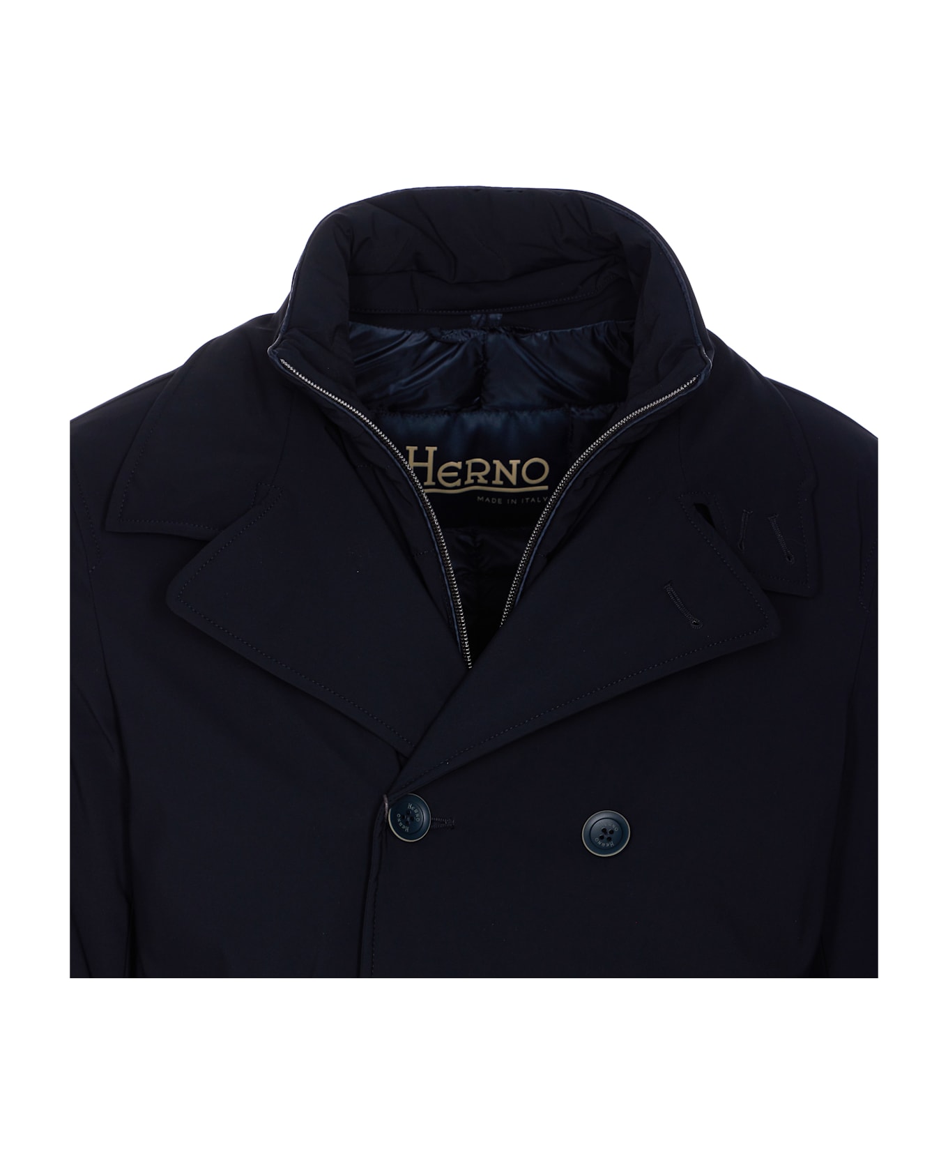 Herno Double Breasted Button Washington Peacoat - Blue