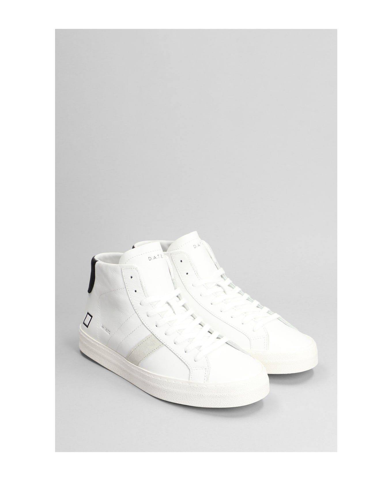 D.A.T.E. Hill High Vintage Sneakers In White Leather - white