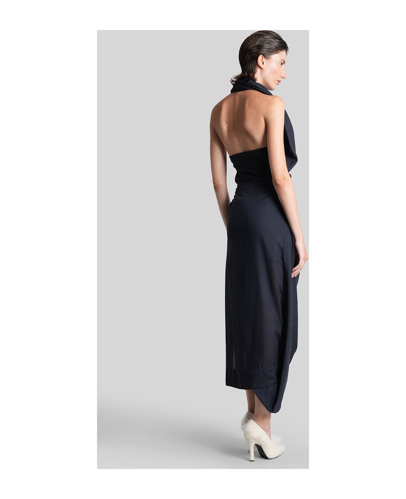 Vivienne Westwood Halter Galatea Long Dress In Blue Wool - blue