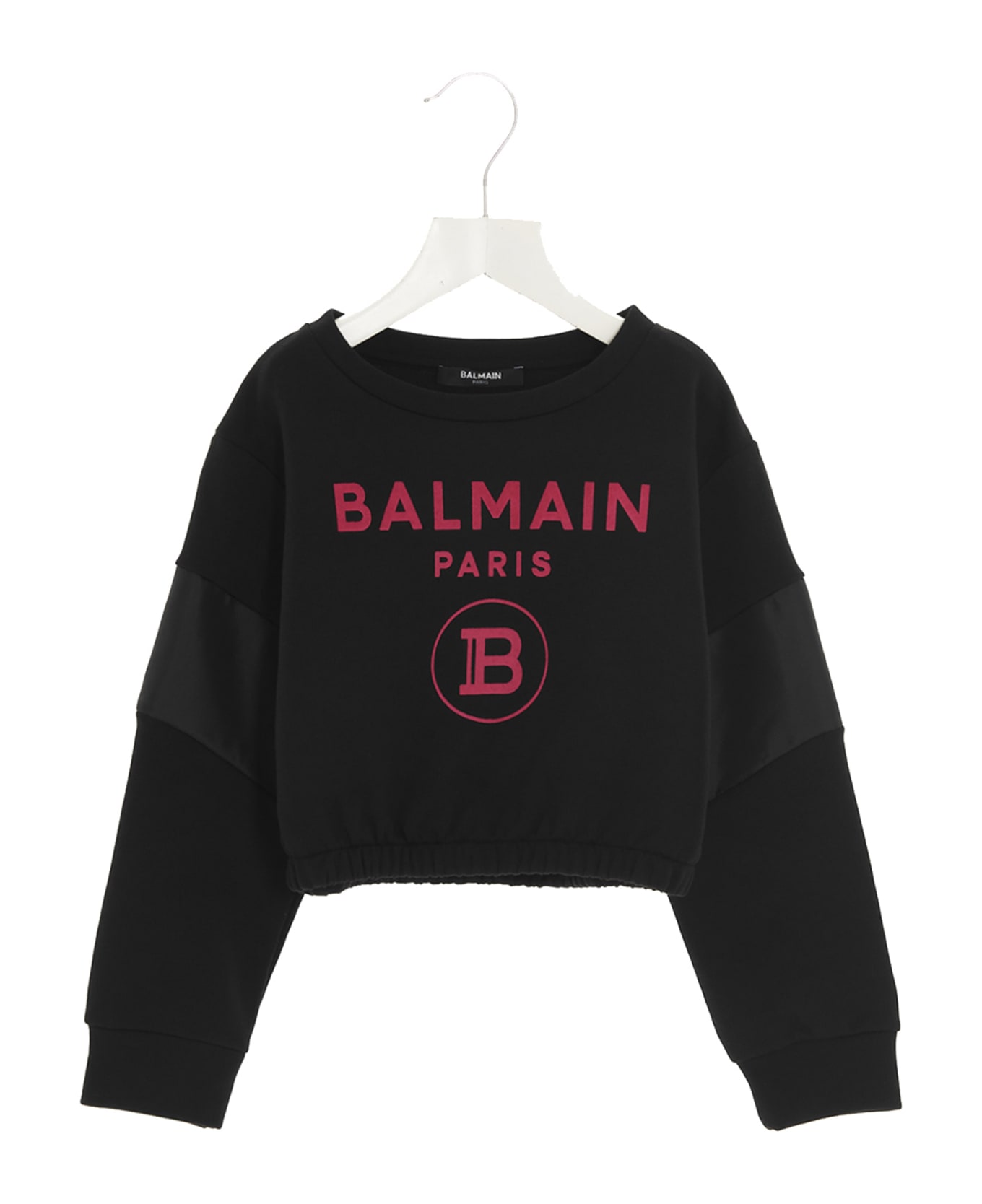 Balmain Logo Cropped Sweatshirt - Black  