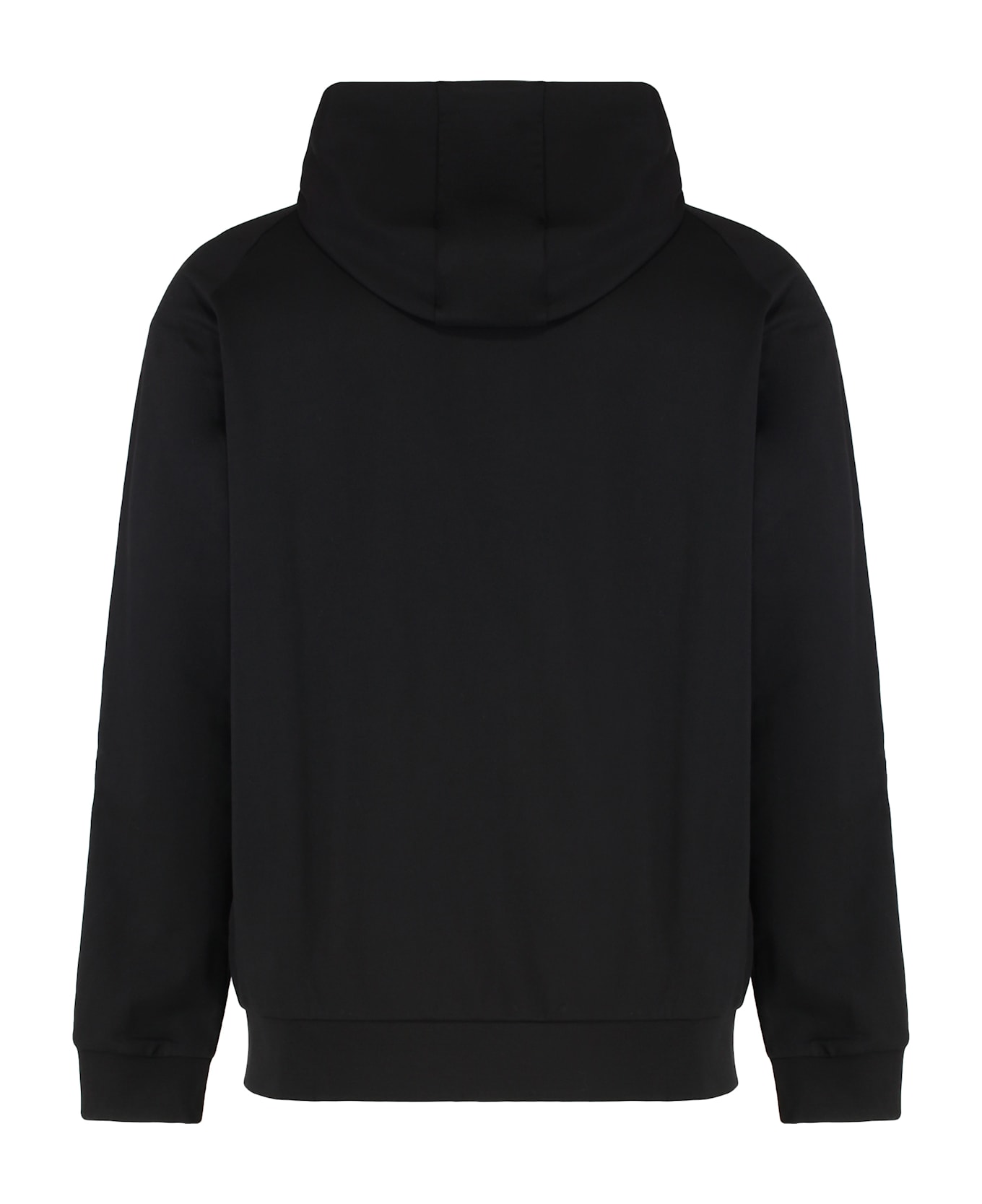 EA7 Hooded Sweatshirt With Zip In Cotton - black
