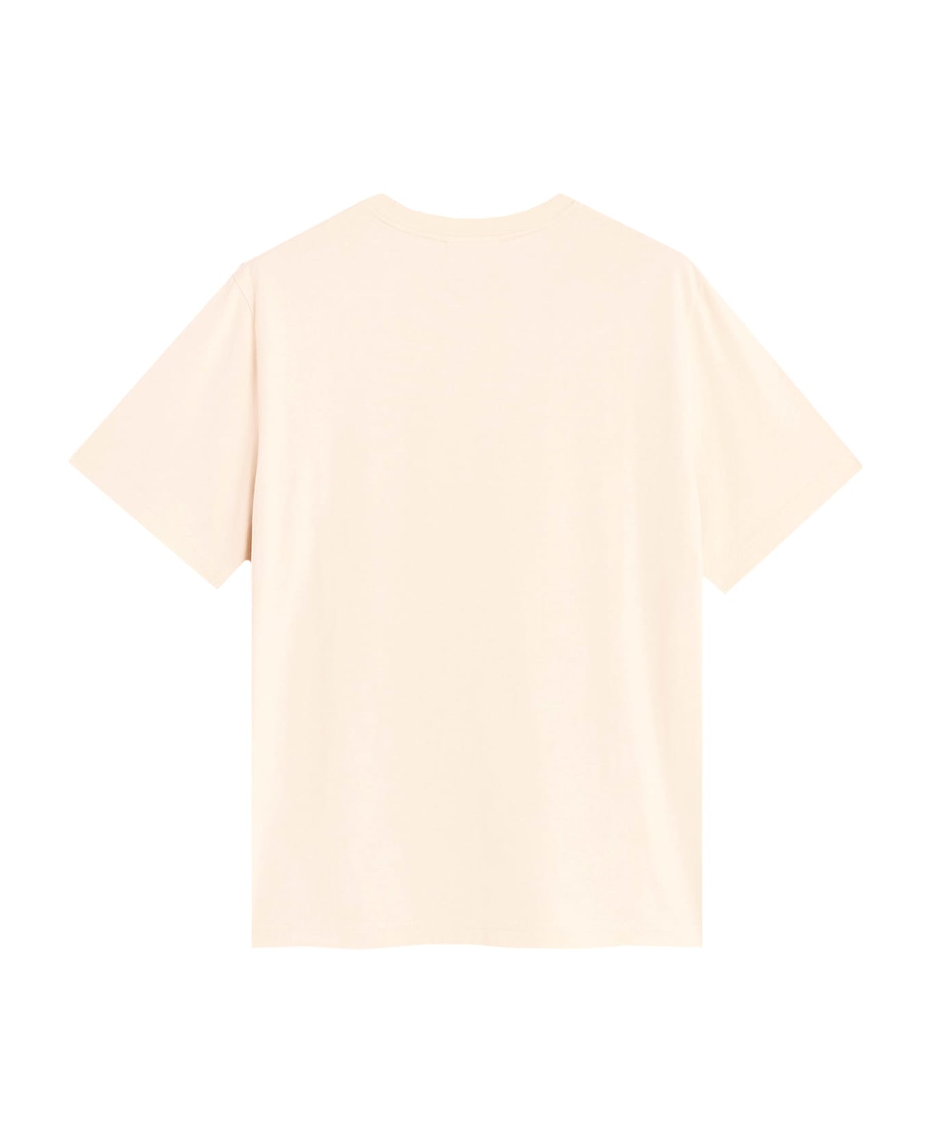 Maison Kitsuné Cotton T-shirt With Iconic Patch On The Front - Beige