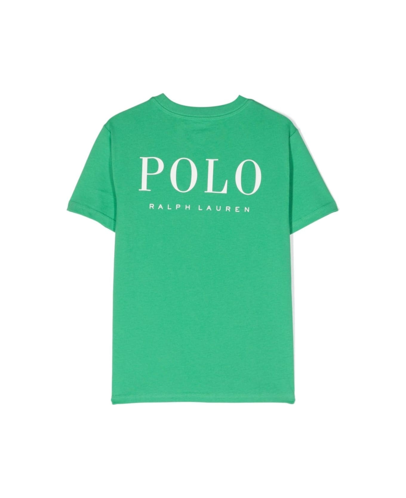 Polo Ralph Lauren Green T-shirt With Maxi Logo In Cotton Boy - Green