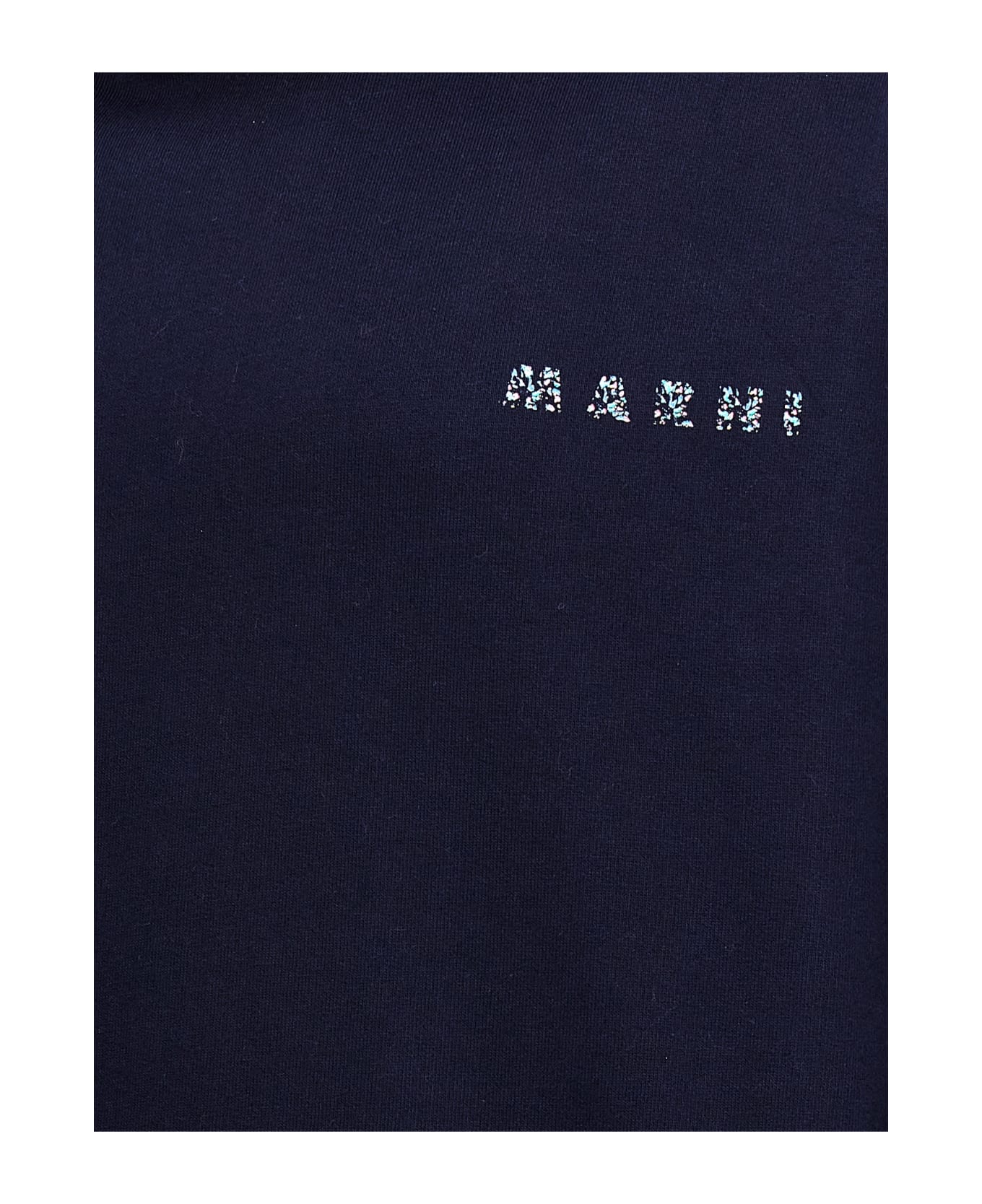 Marni Logo Print Hoodie - Blue フリース