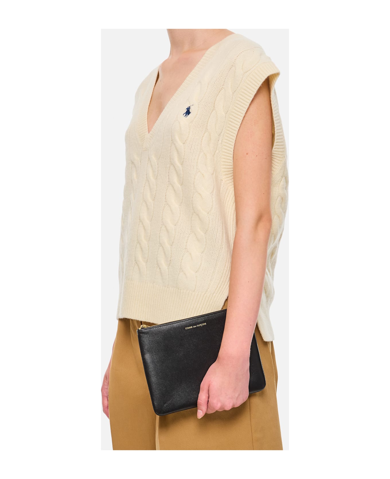 Comme des Garçons Play Classic Leather Line Pouch - Black