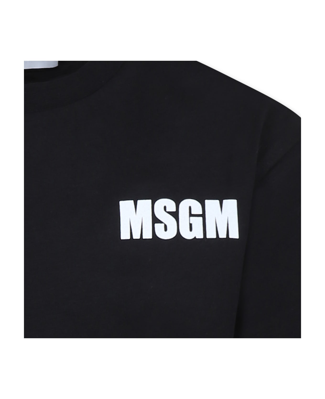 MSGM Black T-shirt For Kids With Logo - Black