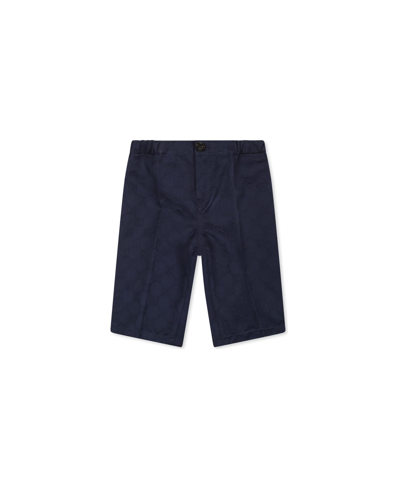 Gucci Blue Trousers For Baby Boy With Web Detail - Blue