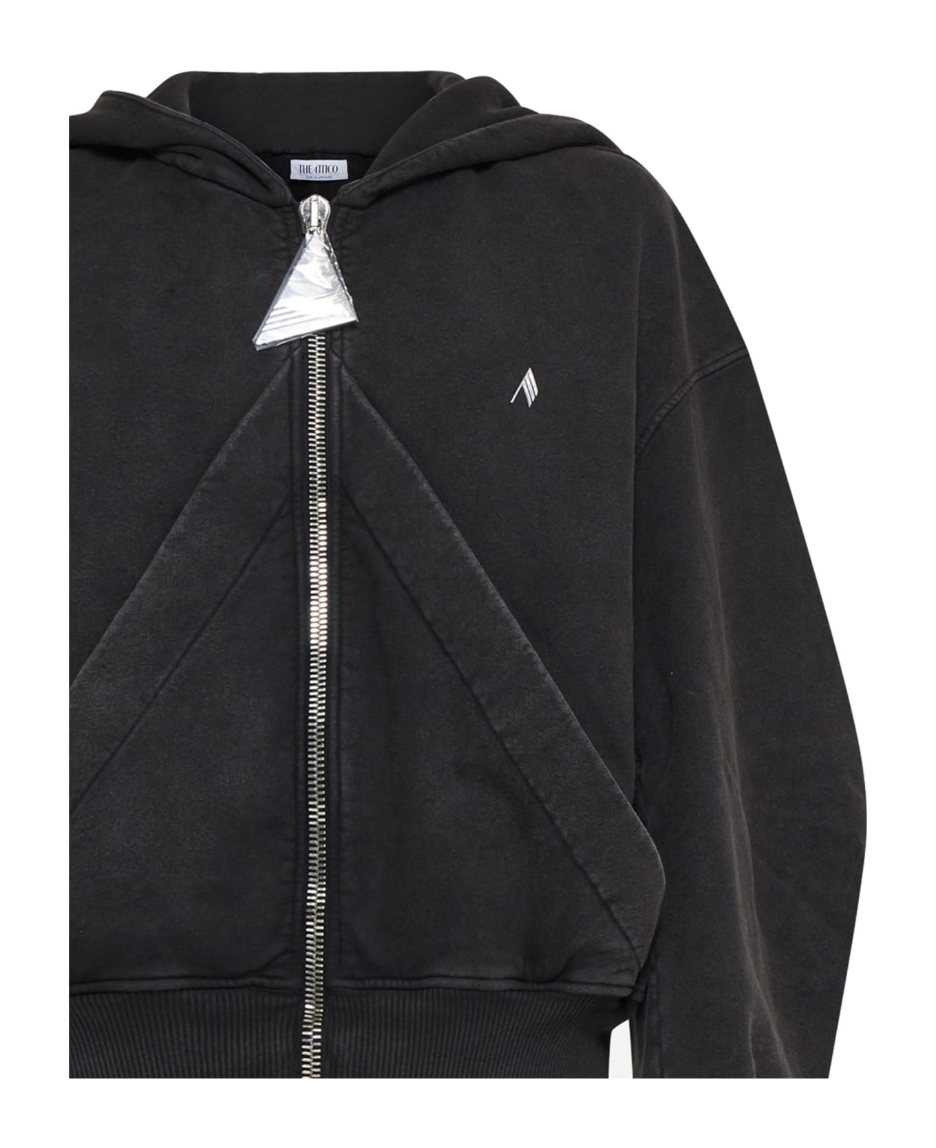 The Attico Zip Sweatshirt. - Faded black