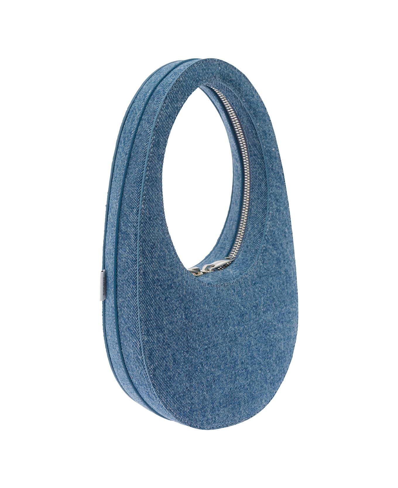 Coperni 'mini Swipe' Light Blue Handbag With Embossed Logo In Denim Woman - Blu トートバッグ