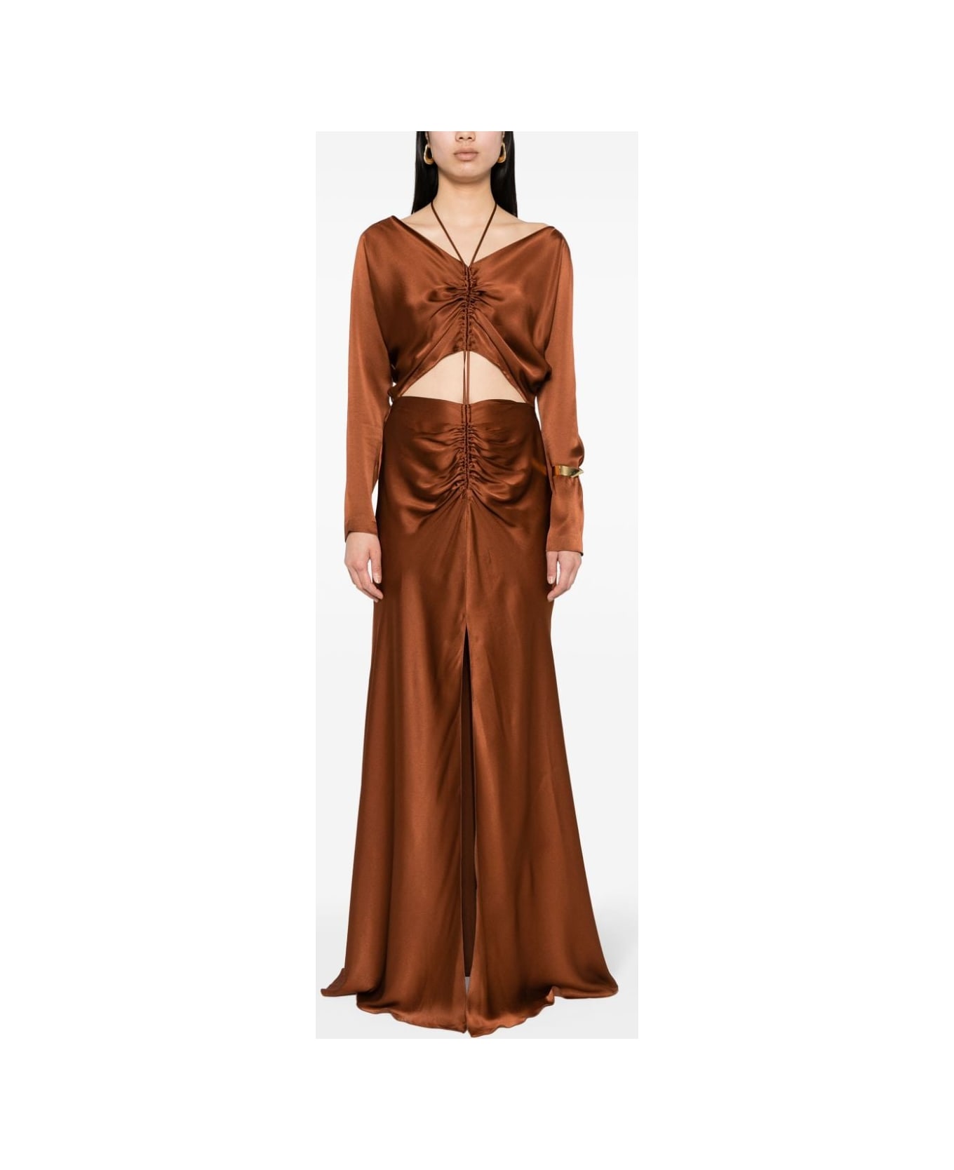 Alberta Ferretti Long Dress - Brown