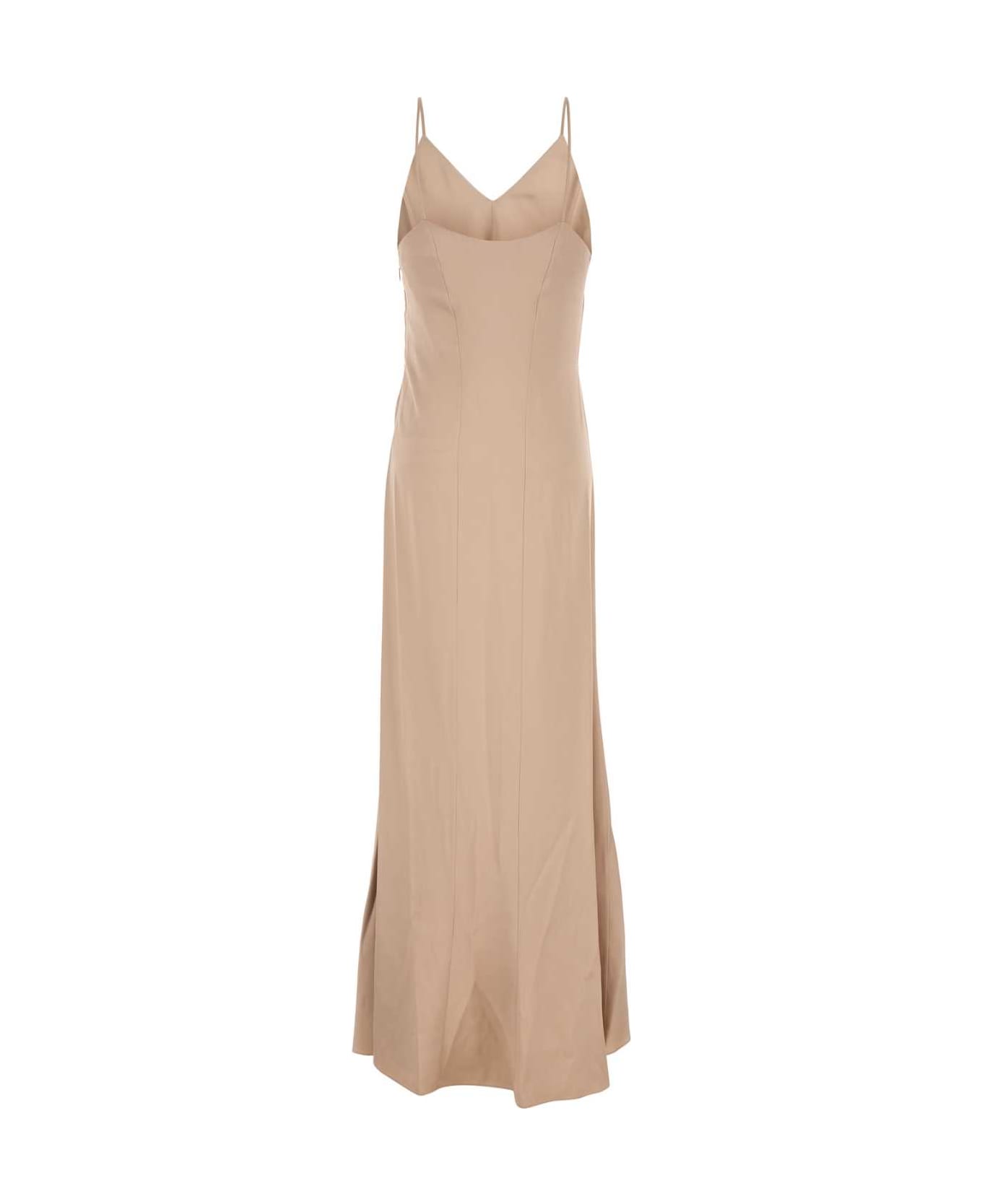 Fendi Beige Satin Long Dress - PINK