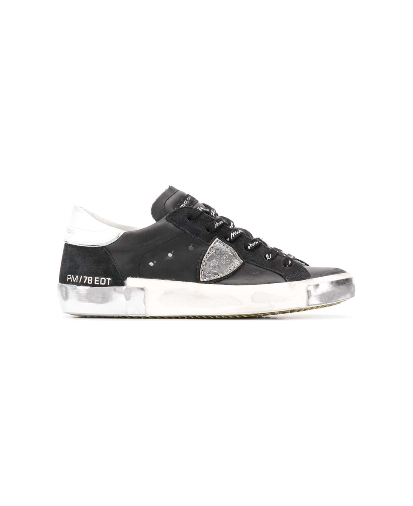 Philippe Model Prsx Low Sneakers In Black Leather - Nero