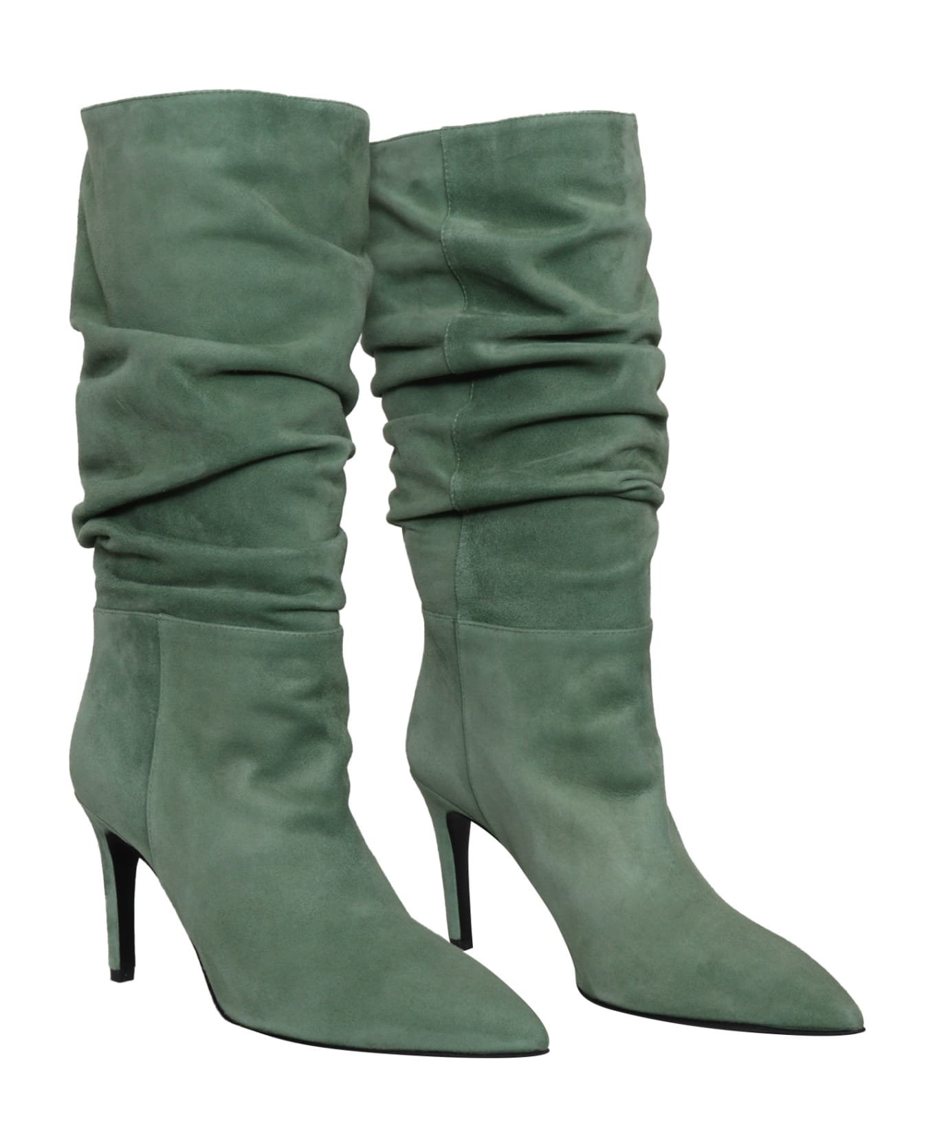 Via Roma 15 Green Curled Boots - GREEN ブーツ