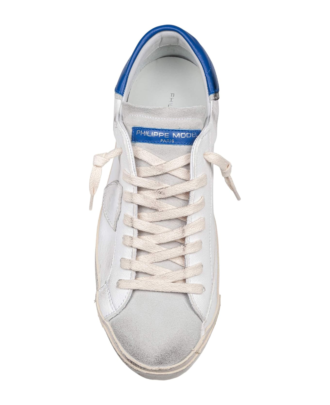 Philippe Model Prsx Low Sneakers In Leather Color White And Bluette - WHITE