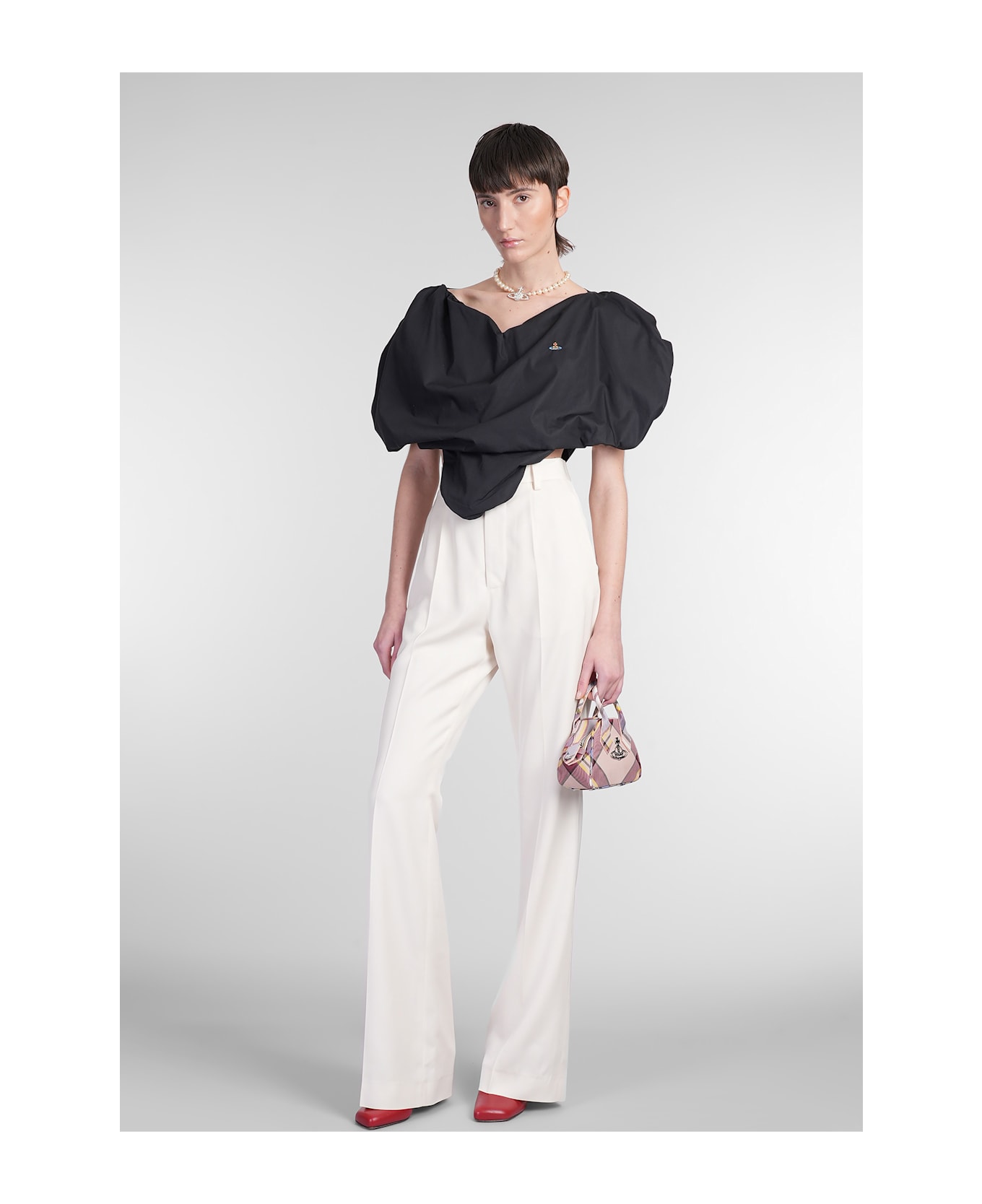 Vivienne Westwood Heart Top Topwear In Black Cotton - black