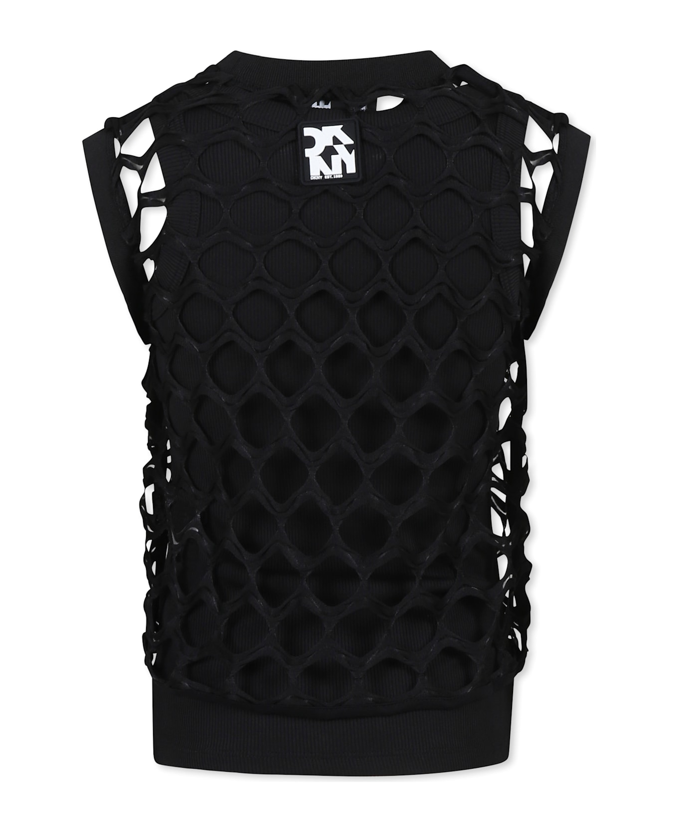 DKNY Black Top For Girl With Logo - Black