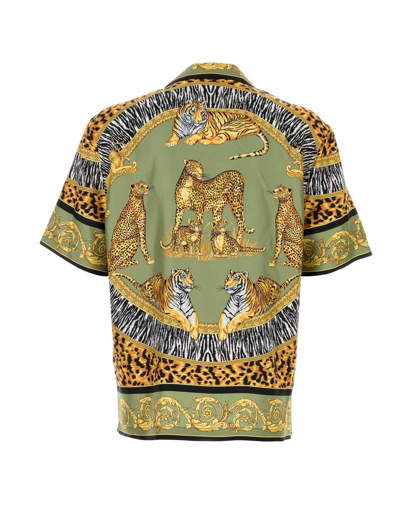Versace Printed Satin Shirt - GREENBLACK
