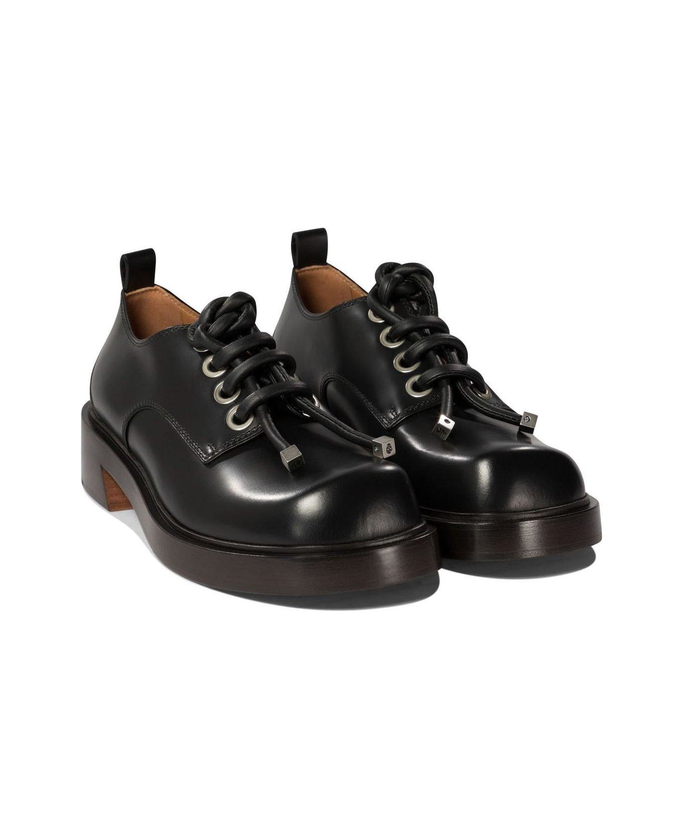 Alexander McQueen Round-toe Lace-up Derby Shoes - BLACK
