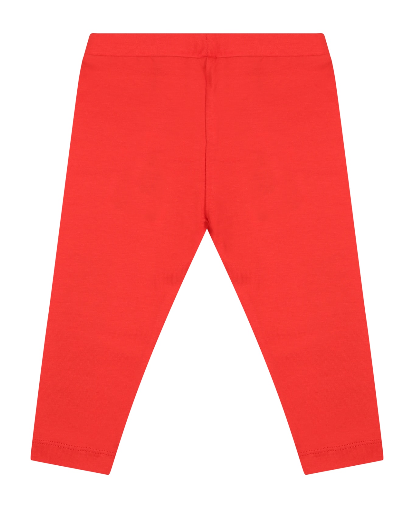 Moschino Red Leggings For Baby Girl With Logo - Red