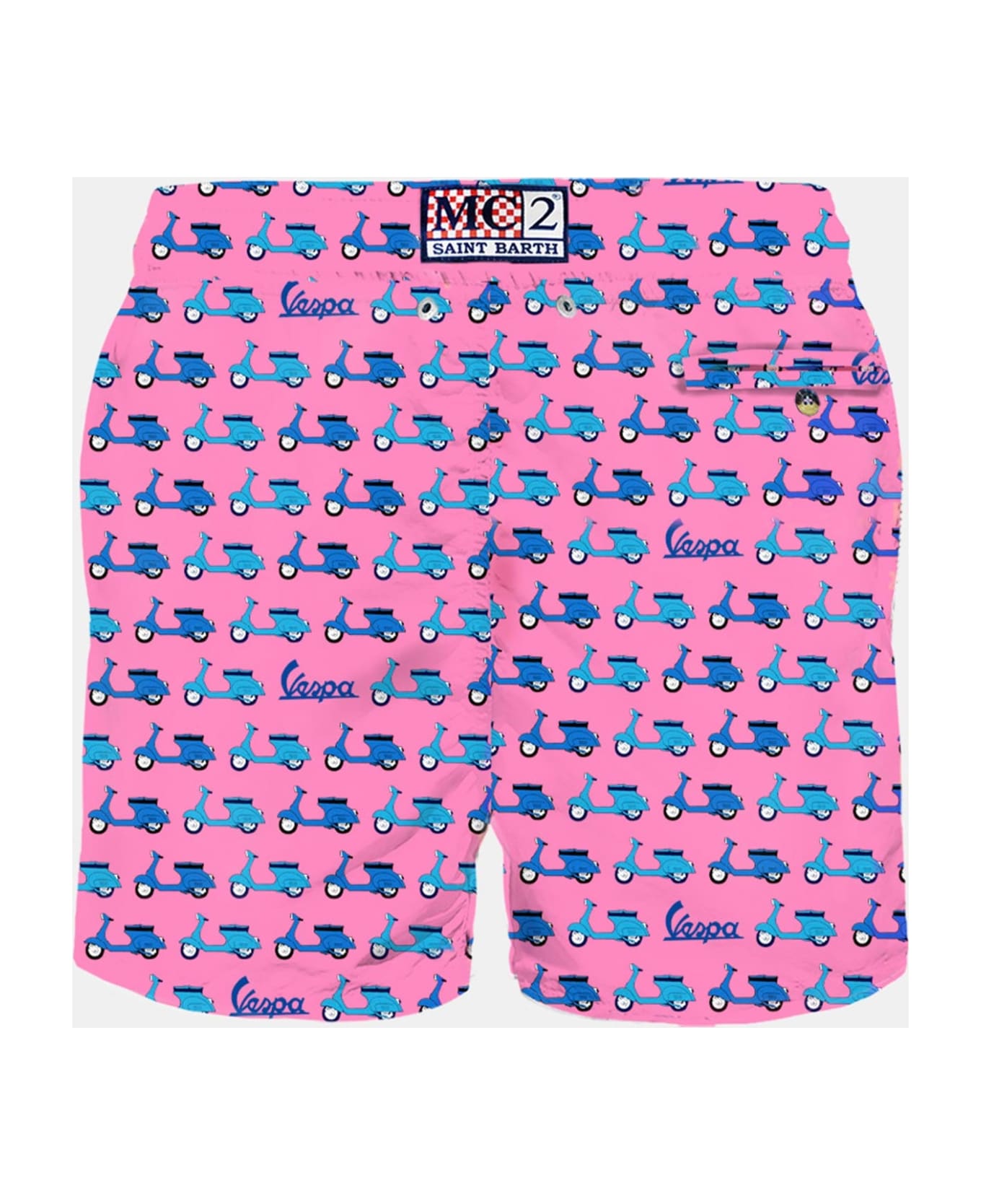 MC2 Saint Barth Man Light Fabric Swim Shorts With Vespa Print | Vespa® Special Edition - FLUO